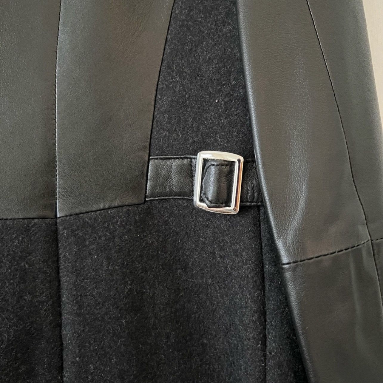 Vera Wang Vera Wang Wool & Leather Coat XS Black Size XS / US 0-2 / IT 36-38 - 6 Thumbnail