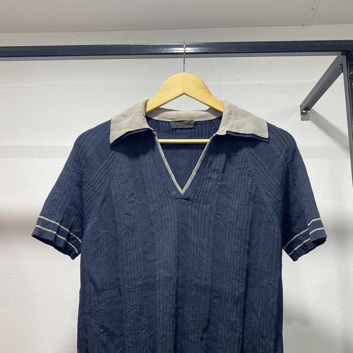 Comme Ca Ism × Japanese Brand × Vintage Sickk☠️ Comme Ca Du Mode Knit Double Collar Polo Shirt Size US S / EU 44-46 / 1 - 3 Thumbnail