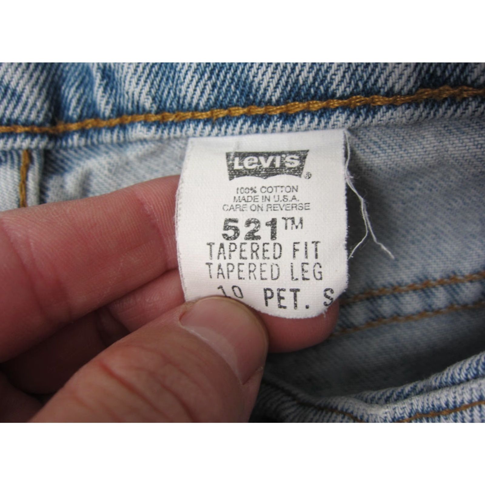 Levi's VINTAGE Levi's 521 Jeans Womens 27x25 Blue Denim Tapered 10 Petite Made in USA Size 32" / US 10 / IT 46 - 7 Thumbnail