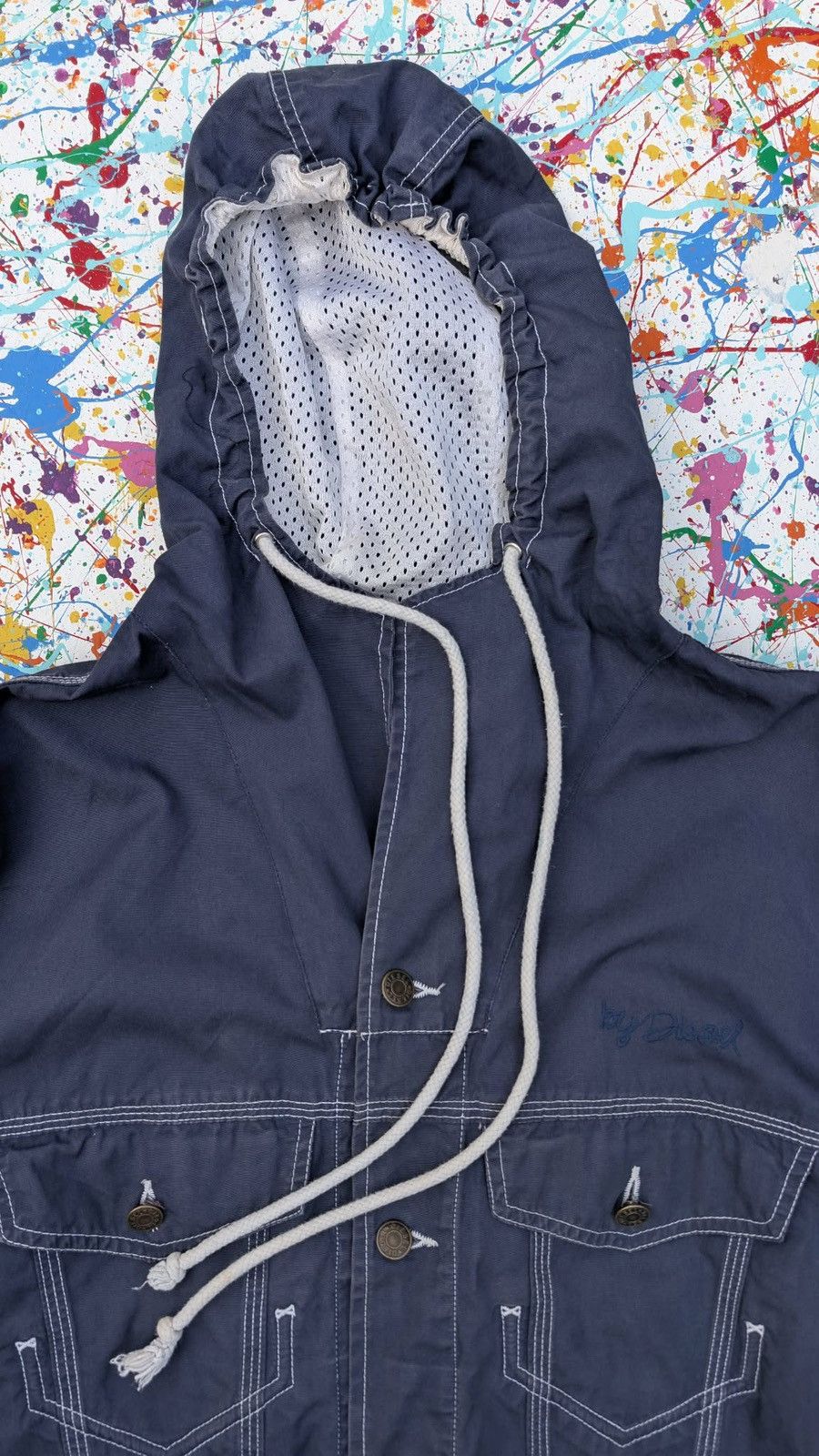 Diesel Vintage diesel jacket hoody windbreaker 90s zip up navy blue Size US L / EU 52-54 / 3 - 12 Thumbnail
