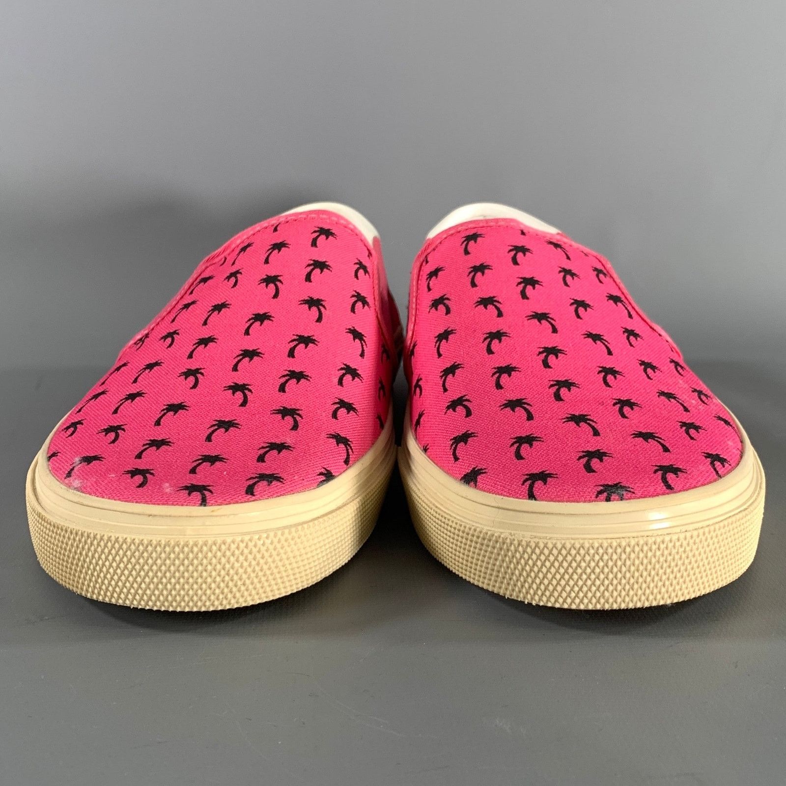 Saint Laurent Paris SAINT LAURENT Pink Black Palms Canvas Slip On Sneakers Size US 9.5 / EU 42-43 - 4 Thumbnail