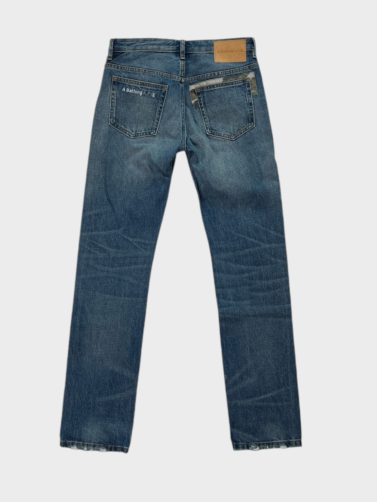 A.P.C. × Bape A Bathing Ape A.P.C. Damage Stonewashed Jeans | Grailed
