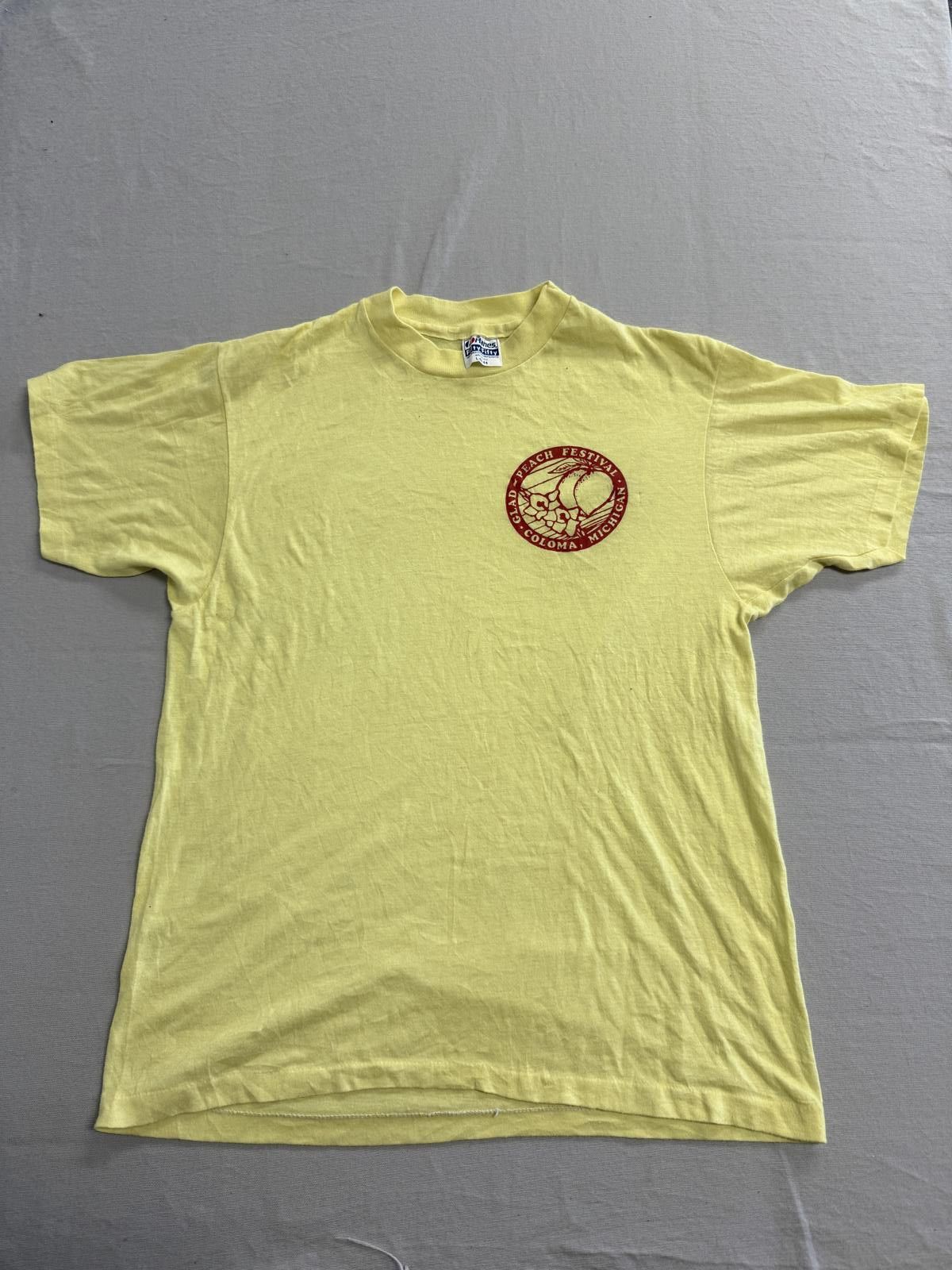 Hanes Vintage Glad Peach Festival T-shirt Coloma Michigan Tee - L Size US L / EU 52-54 / 3 - 2 Thumbnail