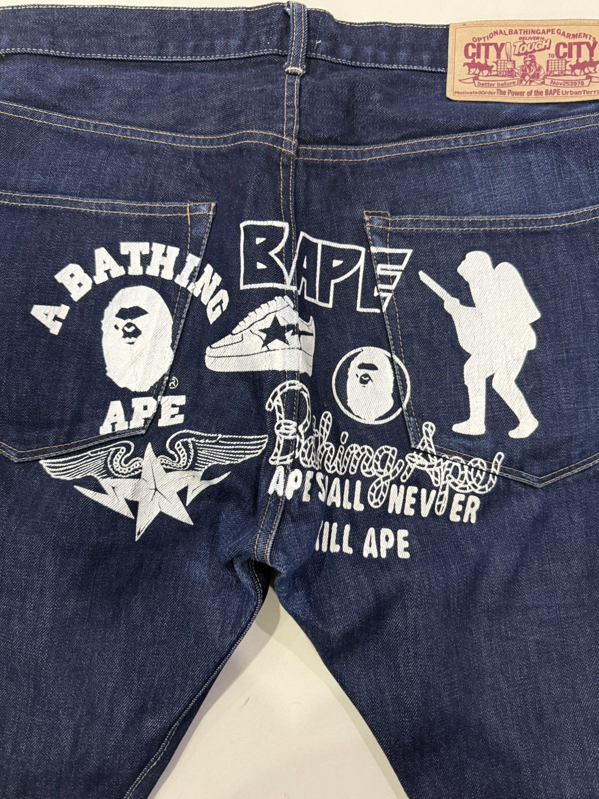 Bape a bathing ape big logo denim jeans Size US 36 / EU 52 - 3 Thumbnail