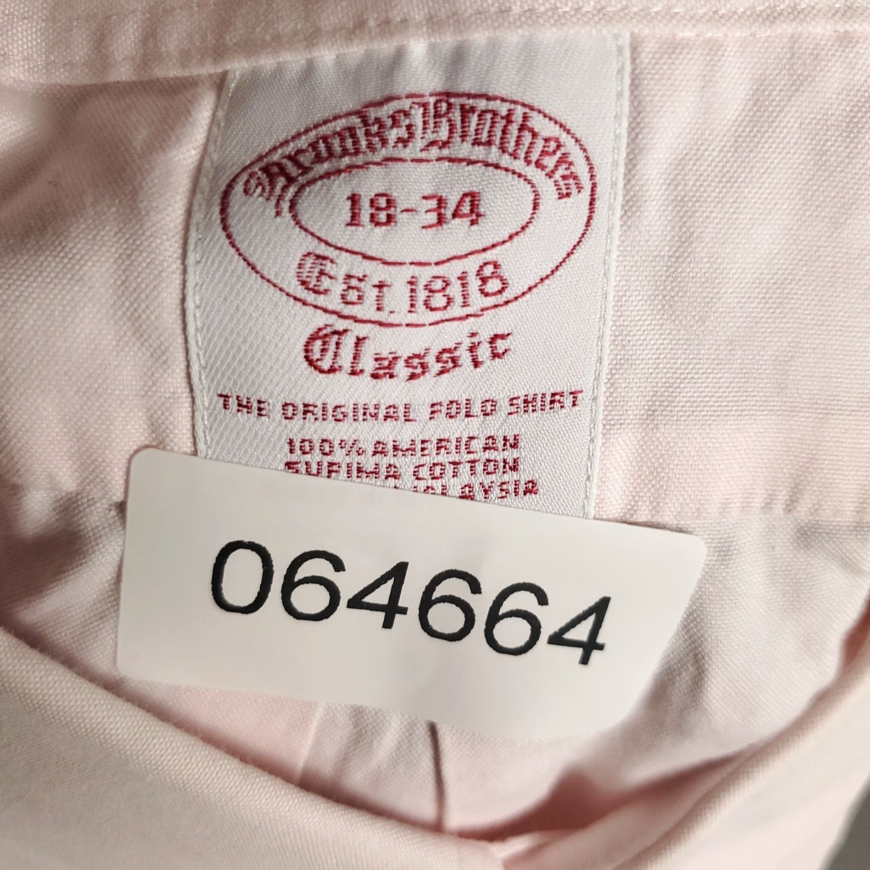 Brooks Brothers Brooks Brothers Dress Shirt Mens Size 18 Pink Long Sleeve Button-Down Classic Size 48R - 8 Thumbnail
