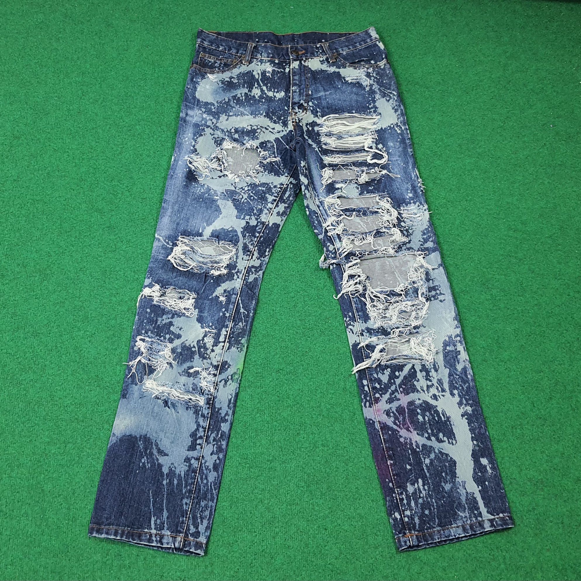 Vintage Vintage D/EX Denim Exchange Distressed Paint Jeans C272N2 Size US 33 - 1 Thumbnail
