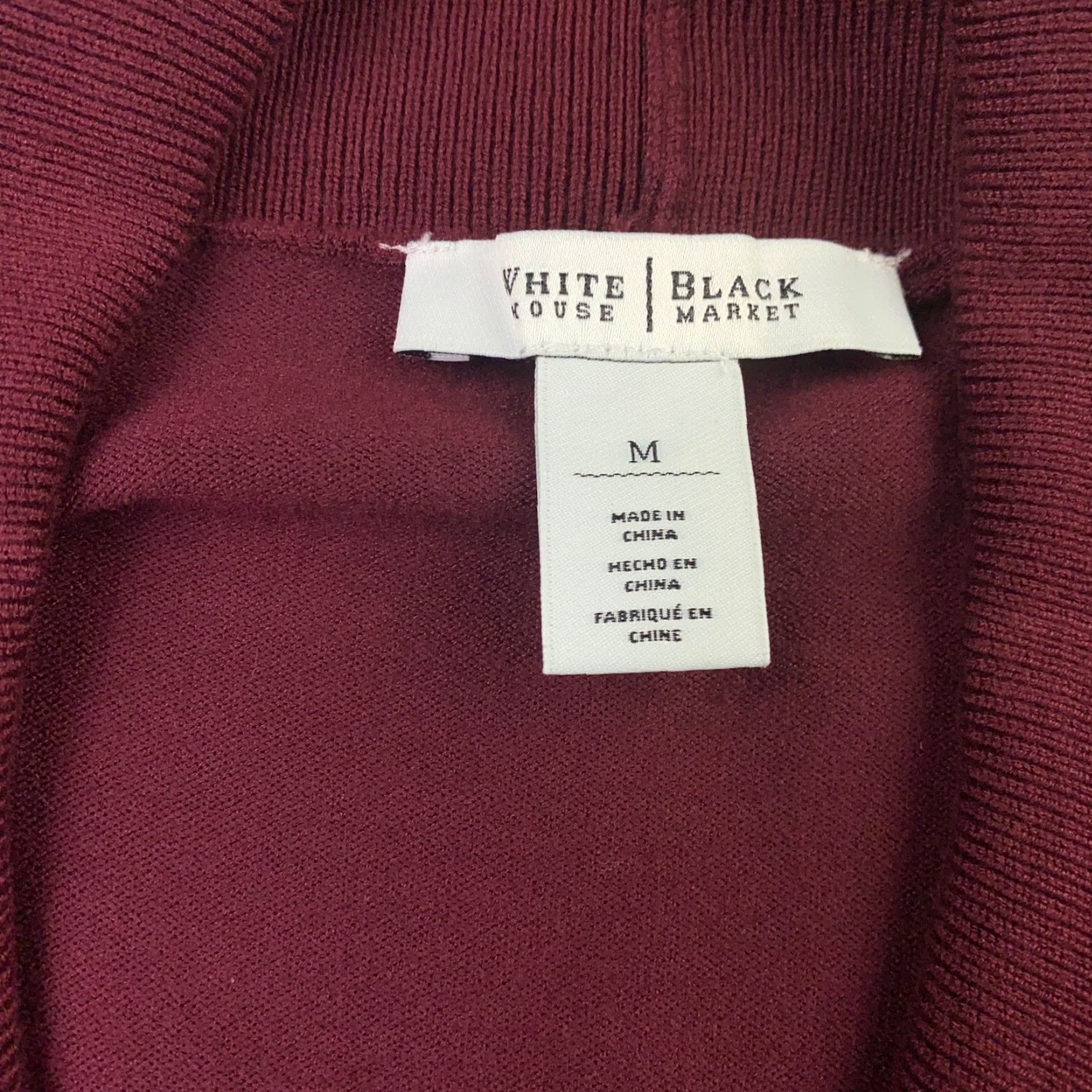 White House Black Market WHITE HOUSE BLACK MARKET Sweater Womens Medium Burgundy V-Neck Long Sleeve Classic Knit Size M / US 6-8 / IT 42-44 - 4 Thumbnail