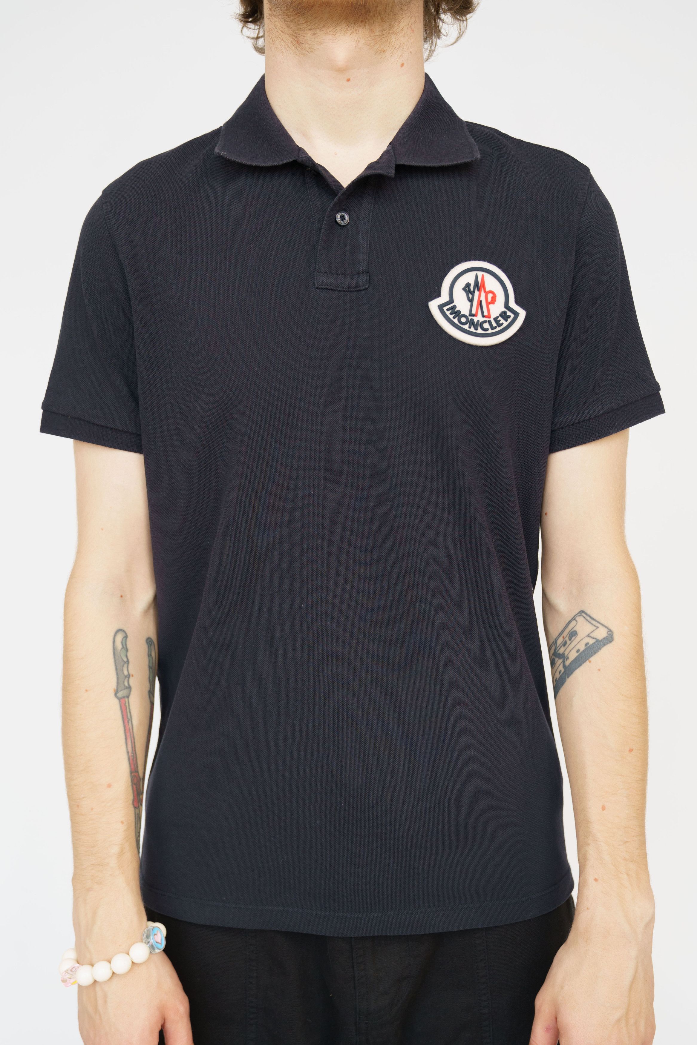 image of Moncler Big Logo Polo T-Shirt in Black, Men's (Size Medium)