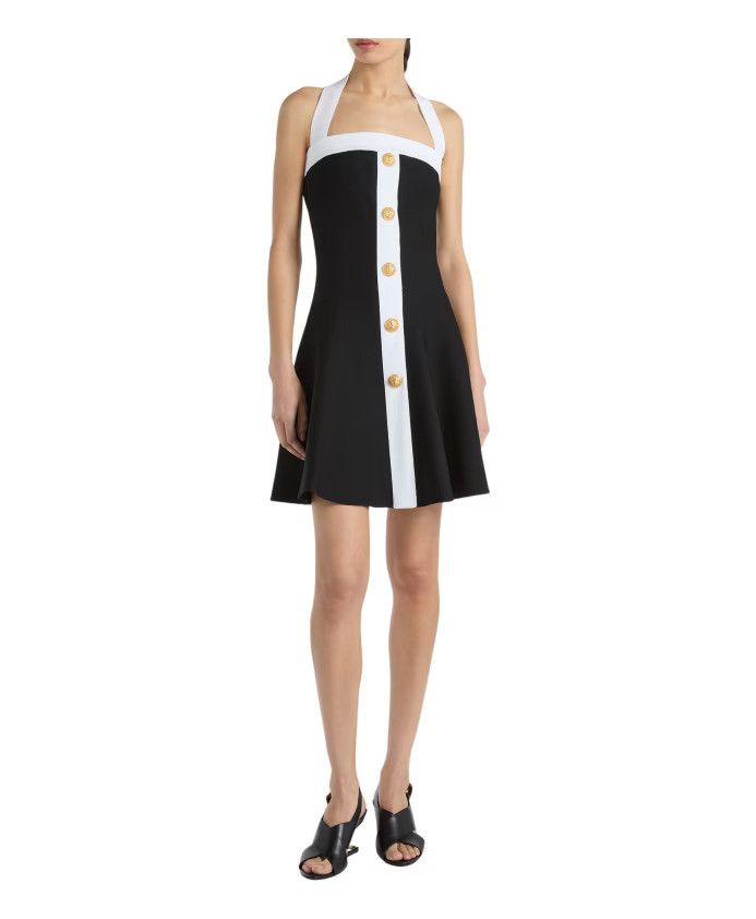 Balmain o1s1wg110526 A-line Dress With Buttons in Black Size S / US 4 / IT 40 - 2 Thumbnail