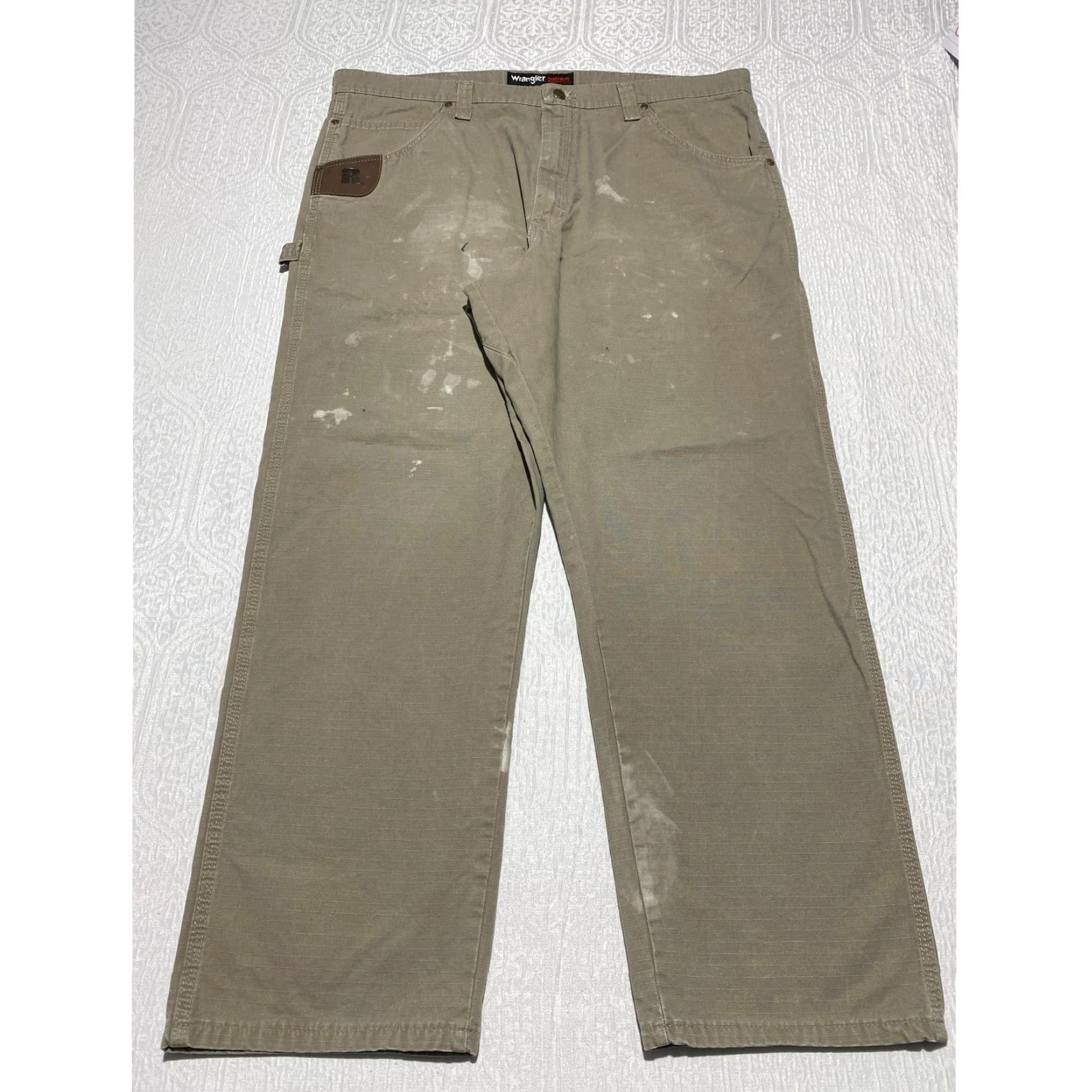 Wrangler VINTAGE Wrangler Riggs Workwear Relaxed Fit Carpenter Pants 40×30 Dark Khaki Ripstop Mens Size US 40 / EU 56 - 2 Thumbnail