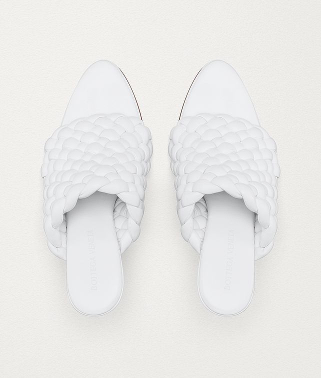 Bottega Veneta o1mle0325 Intrecciato Curve Heeled Sandals in Optic White Size US 7.5 / IT 37.5 - 3 Thumbnail