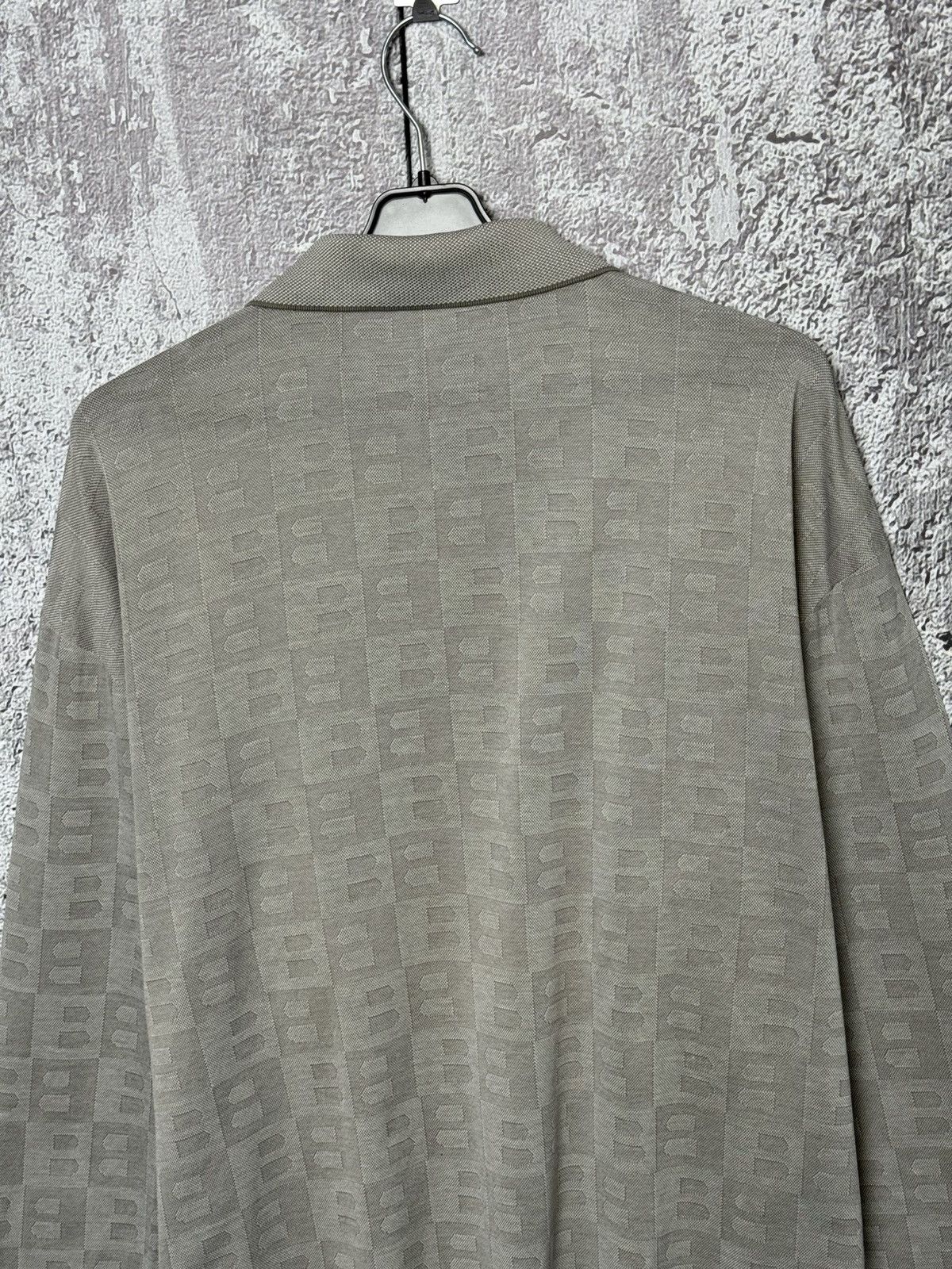 Bally Bally Monogram Long Sleeve Polo Shirt Gray Cotton Italy Size US XL / EU 56 / 4 - 9 Thumbnail