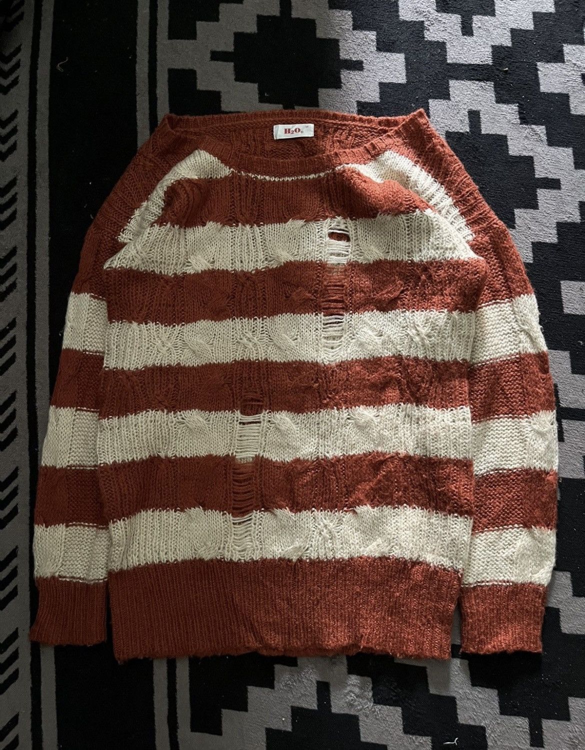 Hysteric Glamour Japanese h2o distressed striped mohair knit cdg style Size US M / EU 48-50 / 2 - 1 Thumbnail