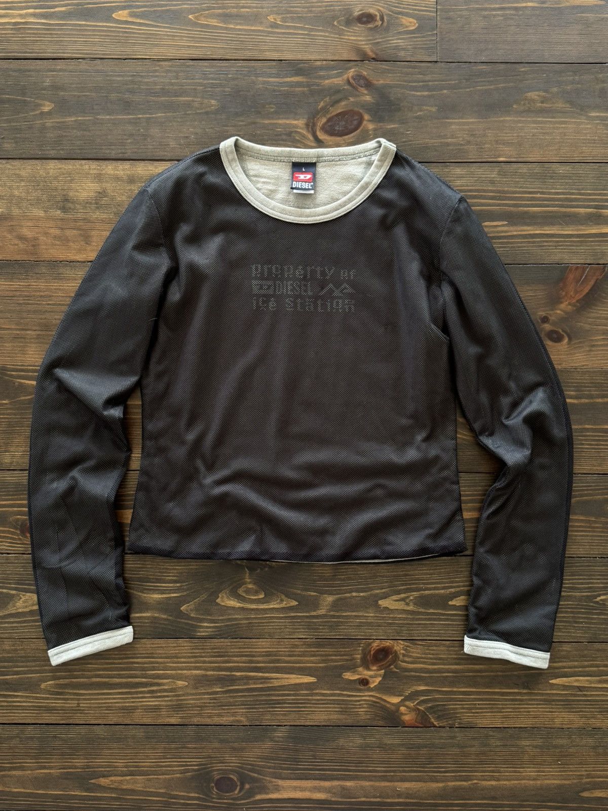 Diesel 00s Aesthetic Y2K Mesh Long Sleeve T-Shirt