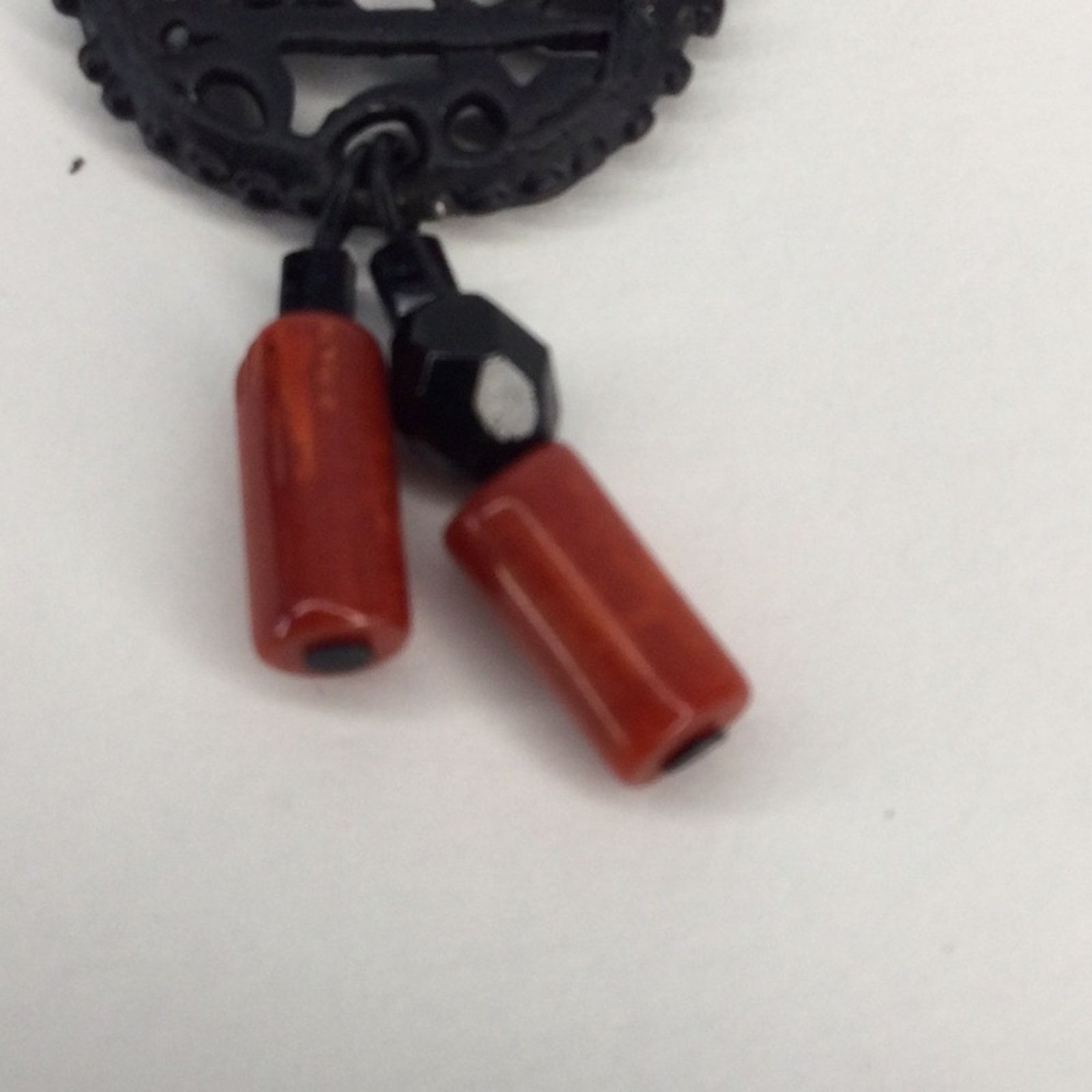 Other Black & Red Asian Inspired Bead Retro 90's Dangle Earrings Size ONE SIZE - 10 Thumbnail