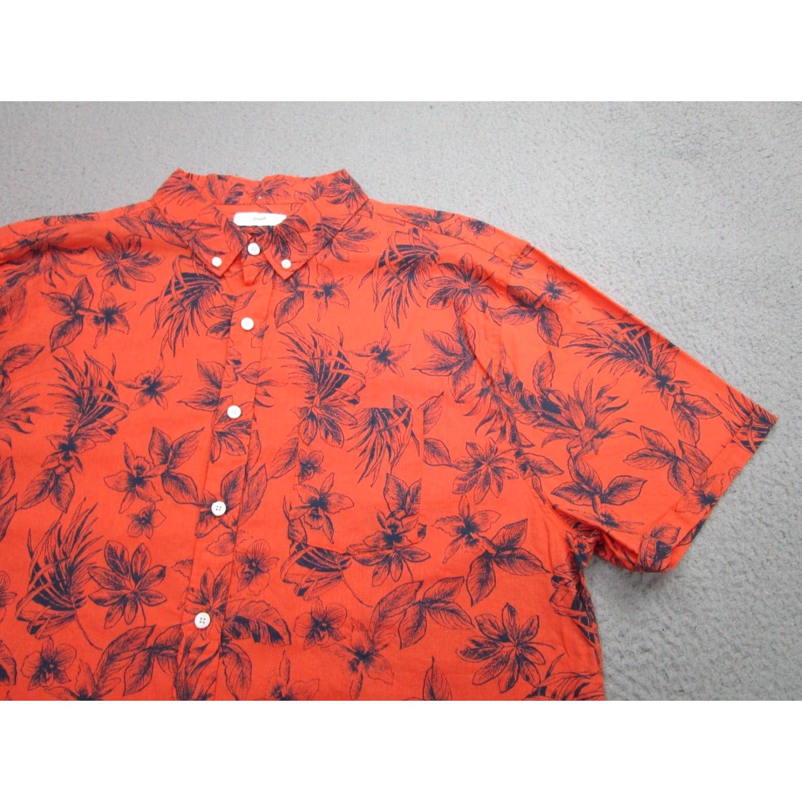 Onia VINTAGE Onia Hawaiian Shirt Mens 2XL Casual Short Sleeve Linen Cotton Blend Orange Blue Floral Size US XXL / EU 58 / 5 - 2 Thumbnail