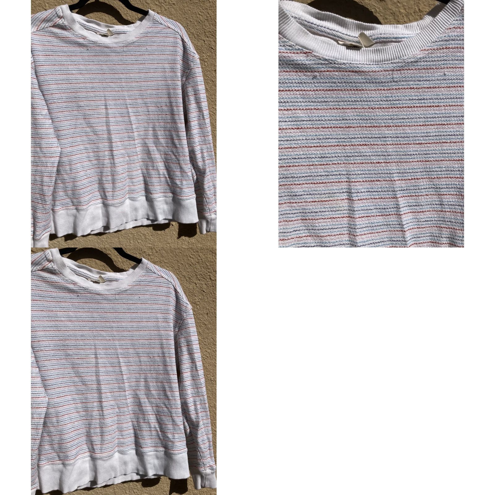 Vintage Women's Universal Thread White Striped Crew Neck Sweatshirt S Cotton RN177730 Size S / US 4 / IT 40 - 8 Thumbnail