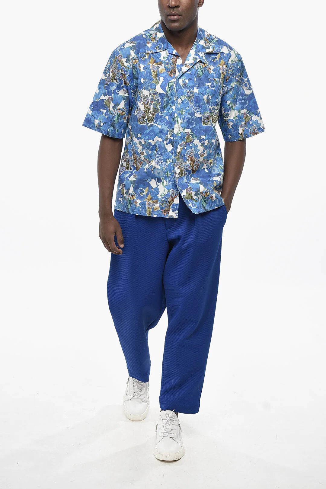 og1mm0326 Cotton Bowling Shirt in Blue