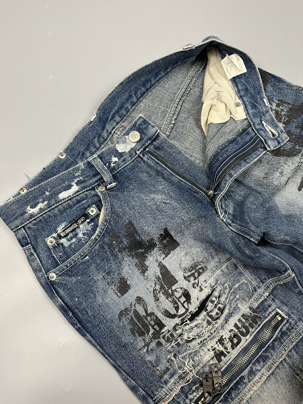 If Six Was Nine Distressed Vintage Bernings-Sho Flared Denim Size US 29 - 10 Thumbnail
