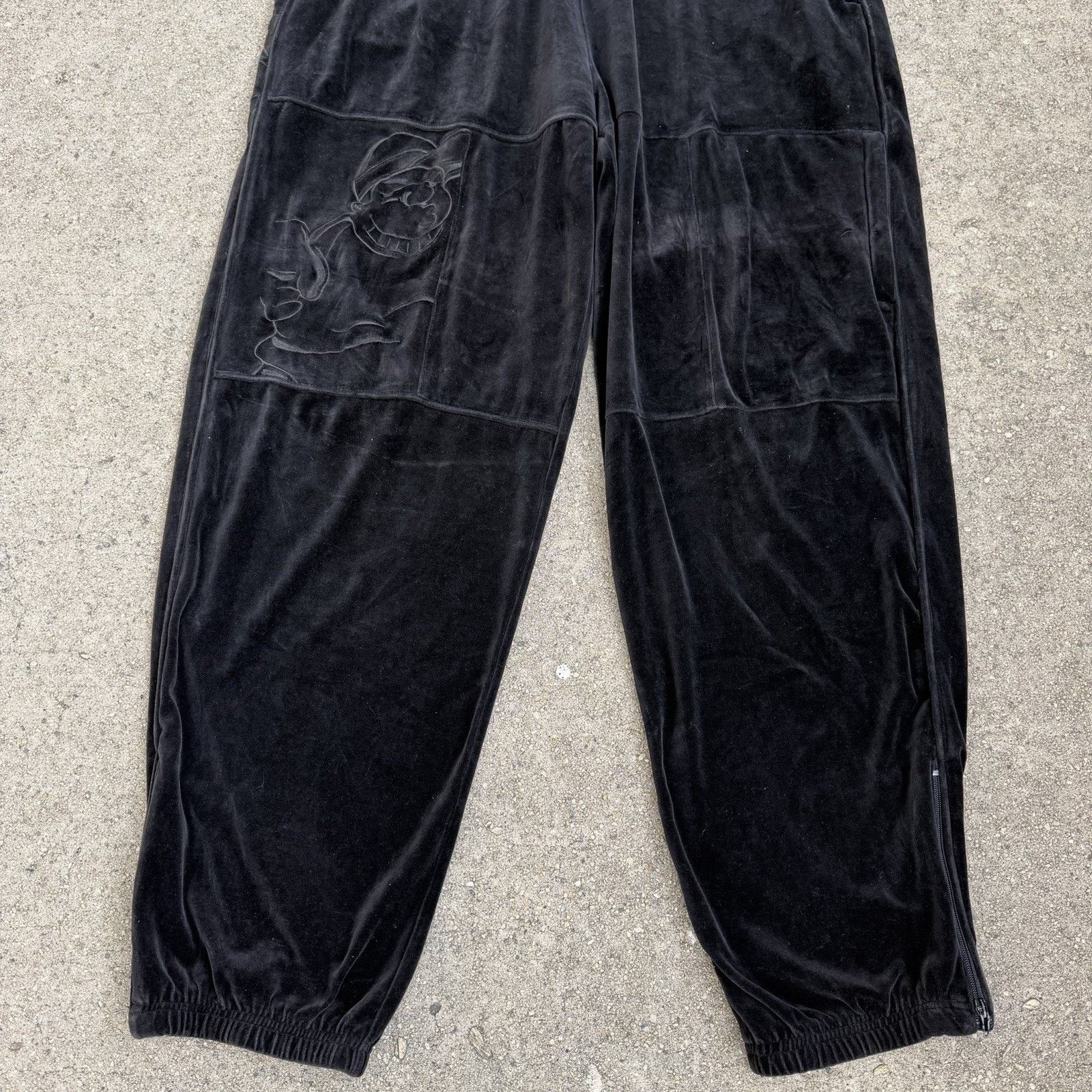 Southpole × Vintage Vintage Y2K Southpole Fat Albert Black Velour Trackpants Size US 34 / EU 50 - 3 Thumbnail