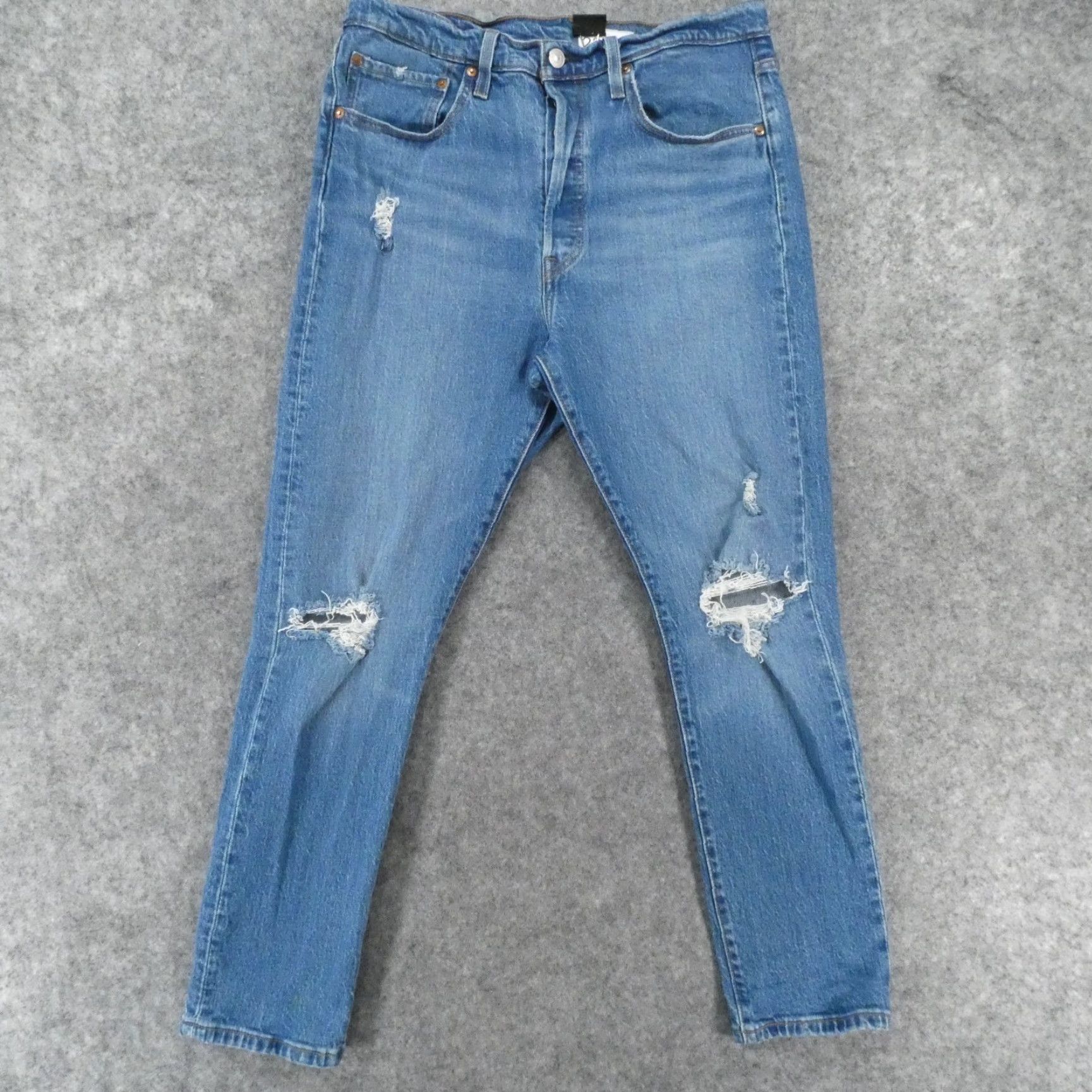 Levi's Levi's 501 Jeans Womens High Rise Straight Light Wash Distressed 31x28 Size 24" / US 00 / IT 34 - 2 Thumbnail