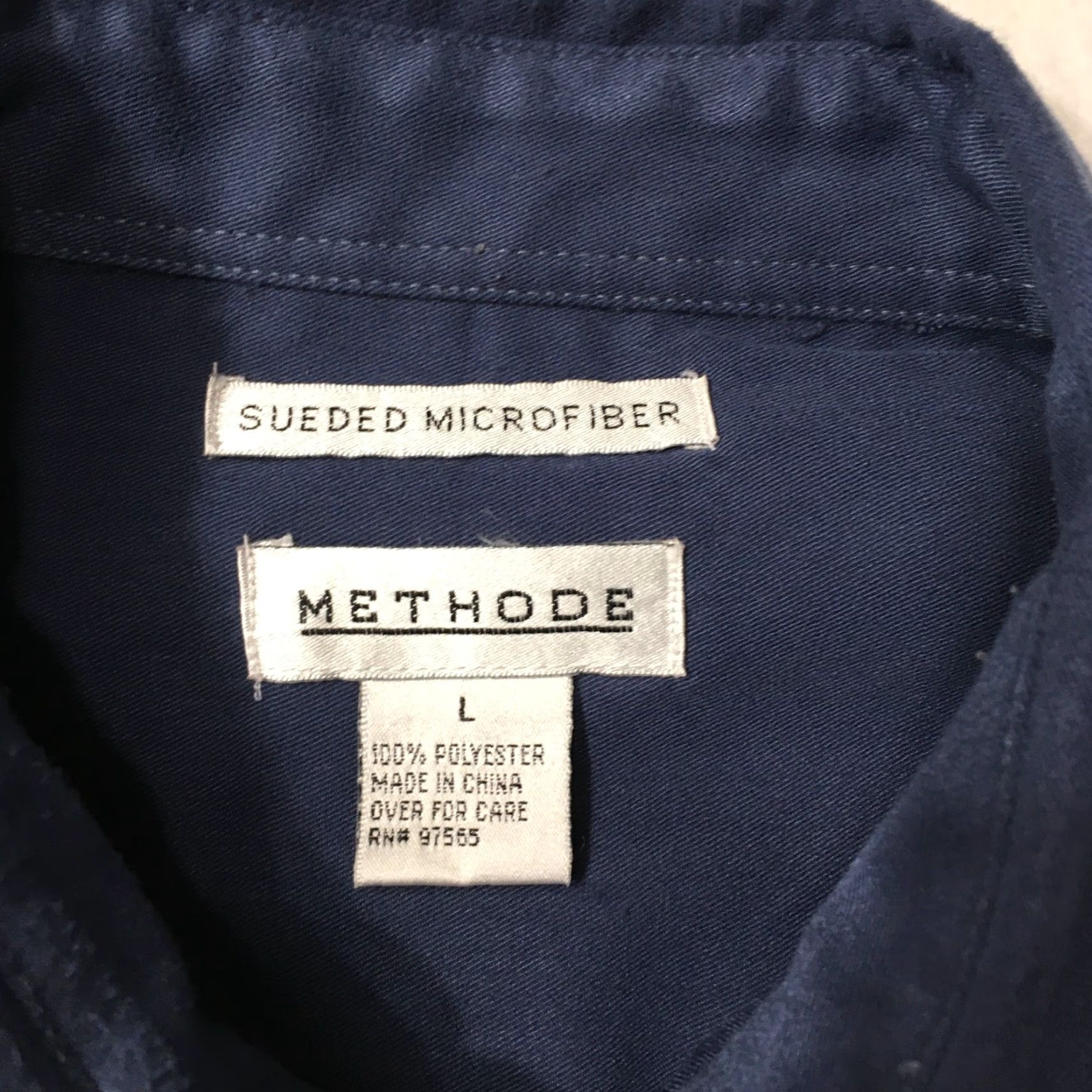 Vintage METHODE Shirt Men’s LARGE Blue Suede Short Sleeve Button Up Size US L / EU 52-54 / 3 - 2 Thumbnail