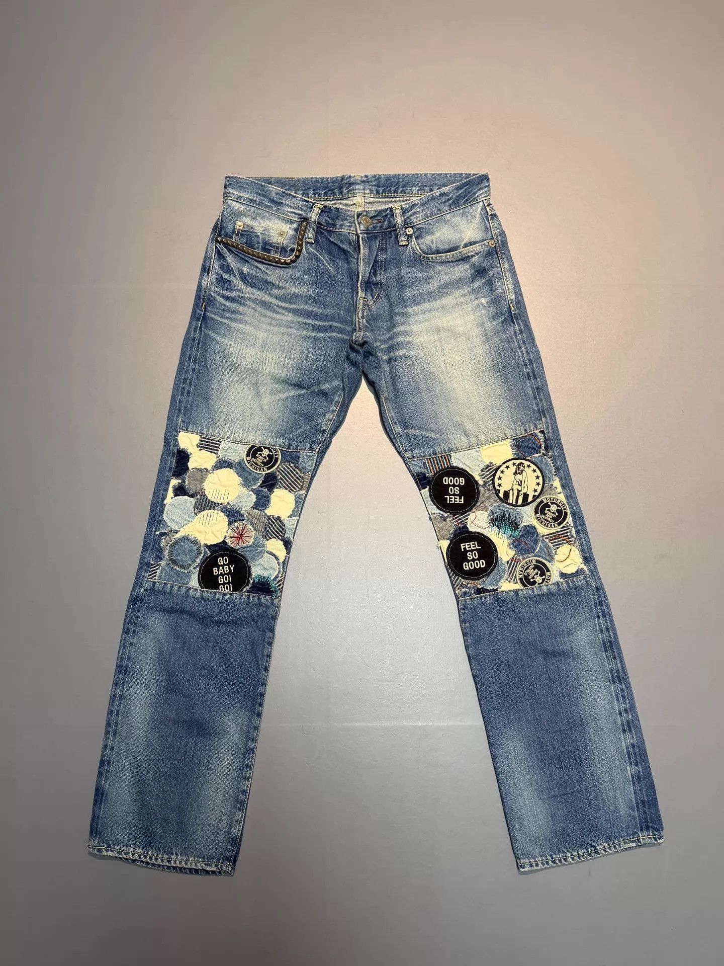 Hysteric Glamour Blue Denim Jeans with Patchwork Knee Details Size US 28 / EU 44 - 1 Thumbnail