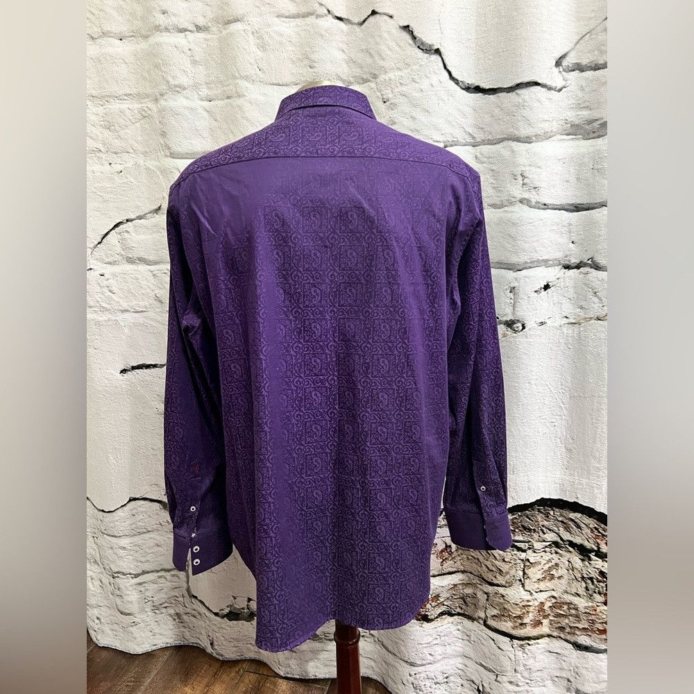Robert Graham Purple Paisley Scroll Long Sleeve Dress Shirt