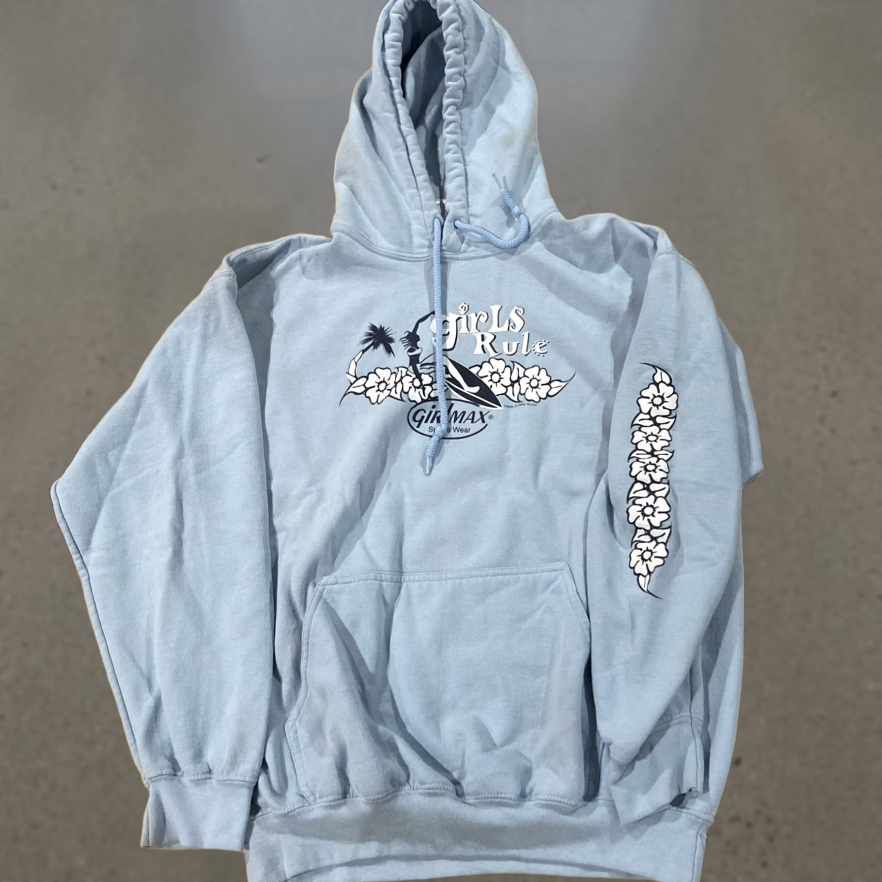 Vintage Y2K Surfwear GirlMax Blue Hoodie L Girls Rule Full Zip Fleece Hit Sleeve 2004 Activewear Zipper Womens Size L / US 10 / IT 46 - 1 Thumbnail