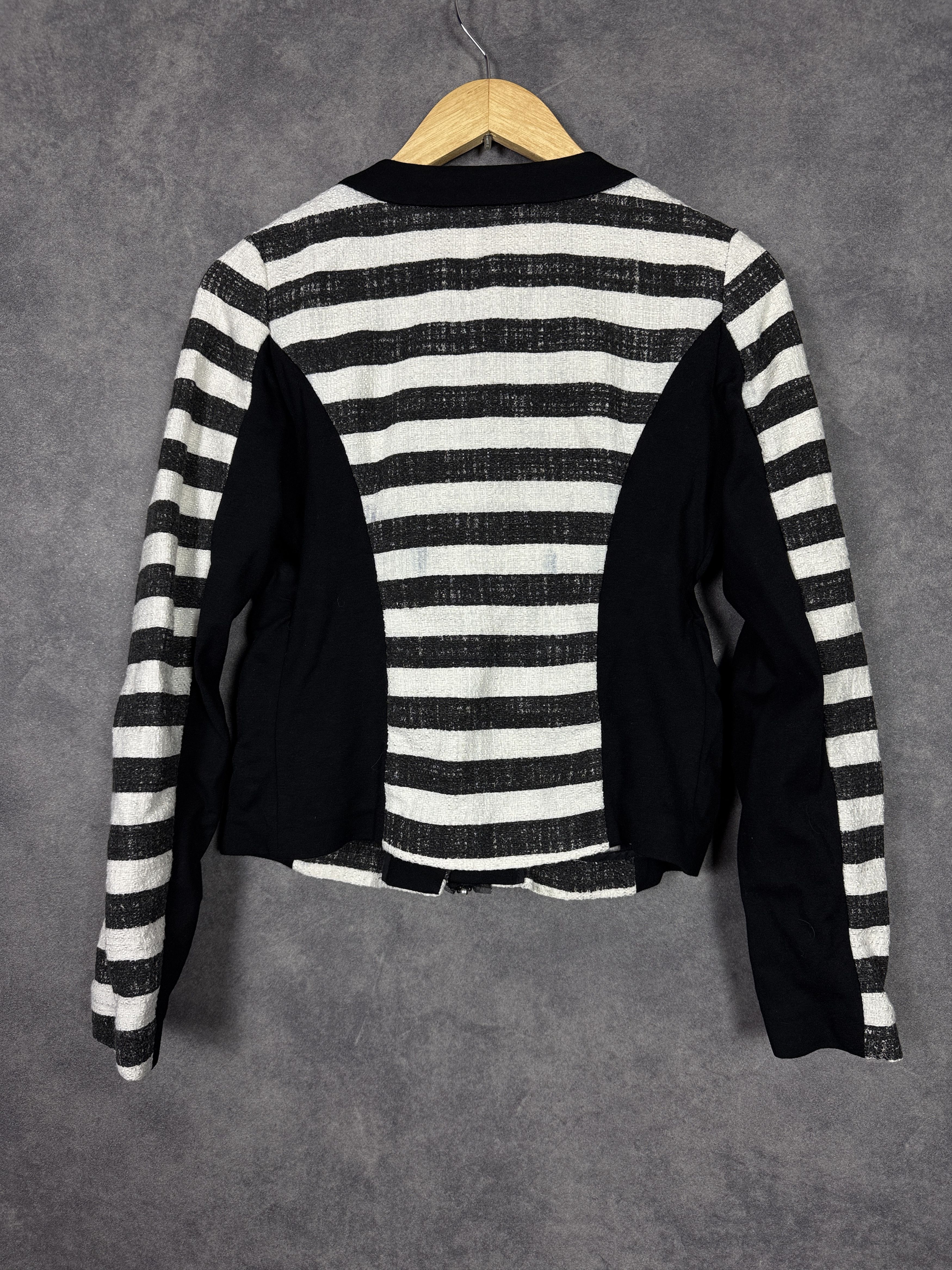 Pinko Pinko striped blazer black white with lace pearls cotton Size M / US 6-8 / IT 42-44 - 8 Thumbnail