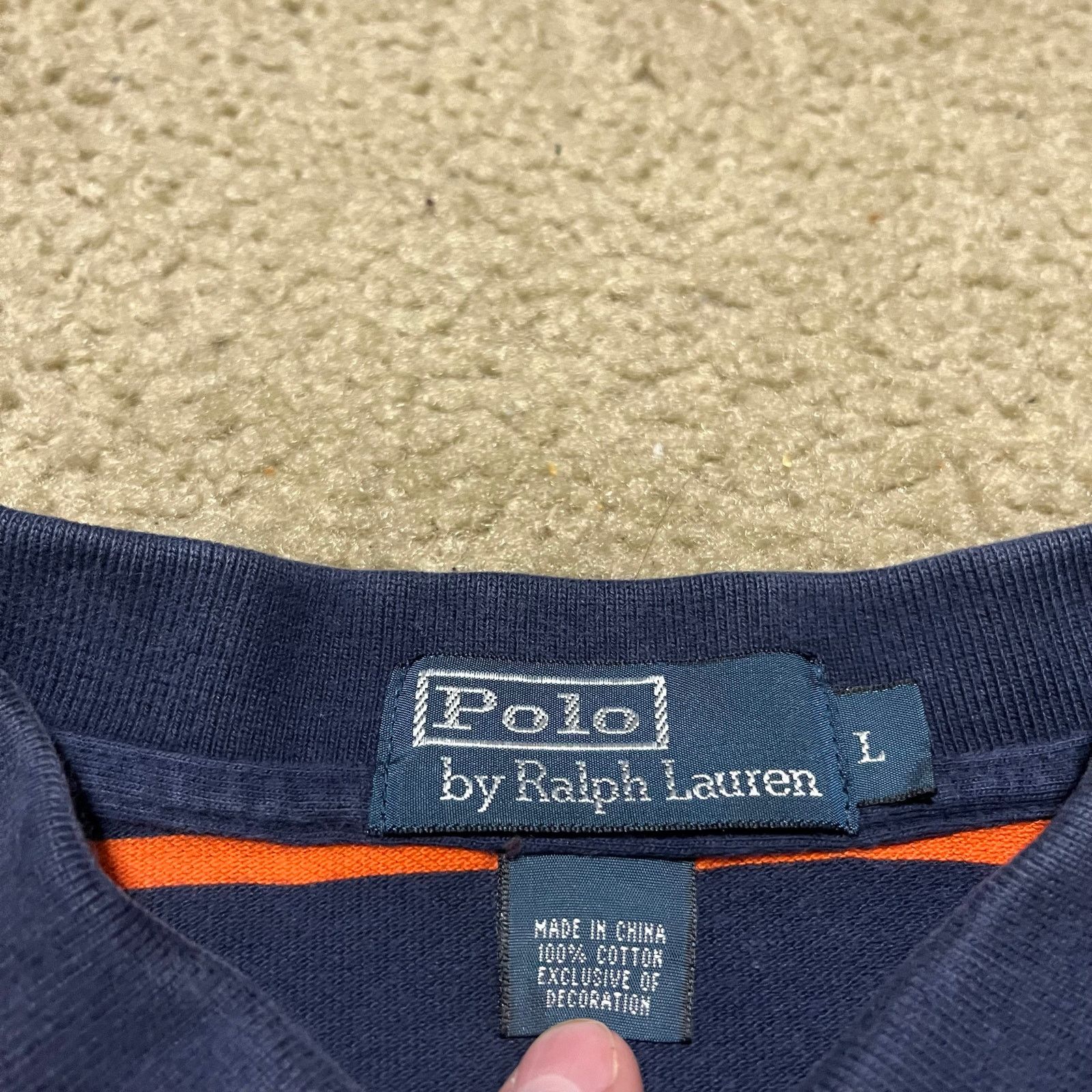 Polo Ralph Lauren Polo Ralph Lauren Orange/Navy Striped Polo Shirt Large Size US L / EU 52-54 / 3 - 3 Thumbnail