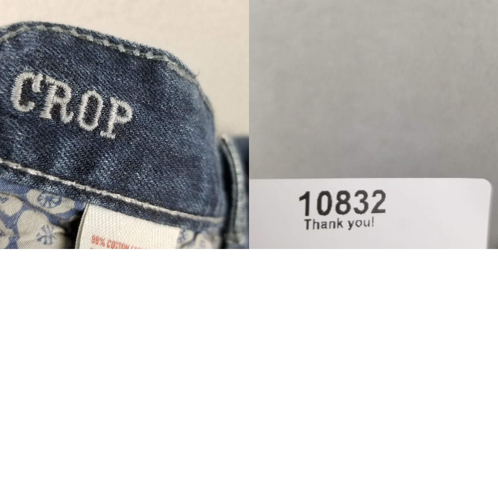 Mossimo Mossimo Supply Co Jeans Juniors 7 Crop Mid Rise Blue Denim Cuffed Whiskers 30X21 Womens Girls Knit Denim Zip Button - Size 28" / US 6 / IT 42 - 8 Thumbnail