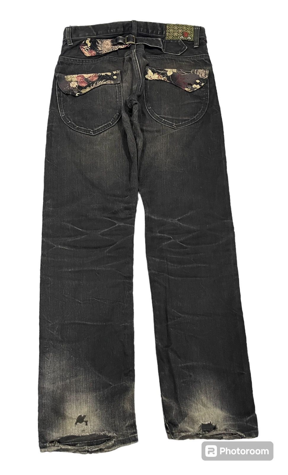 If Six Was Nine 90s KURA BUCKLEBACK DENIM JEANS DISTRESSED DESIGN Size US 29 - 3 Thumbnail