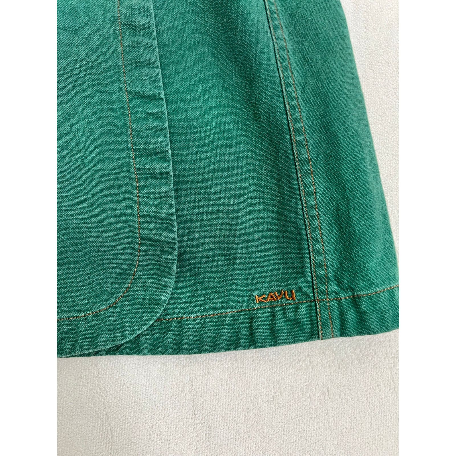 KAVU Kavu Denim Solid Green Knee Length Wrap Skirt Size 10 Size 32" / US 10 / IT 46 - 2 Thumbnail