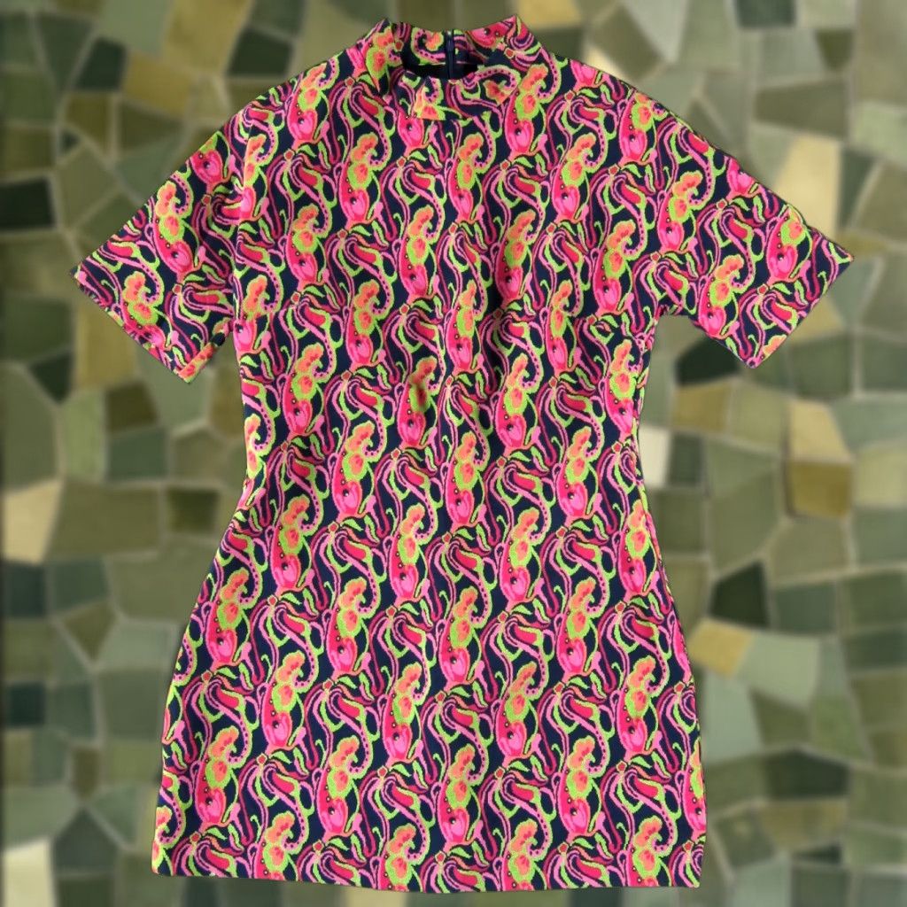 Zara ZARA Pink Floral High Neck Short Sleeve Tunic Dress Large Mini Shift Dress Floral Pattern ZARA Women Wide Sleeves N/A Size 36" / US 14 / IT 50 - 1 Thumbnail