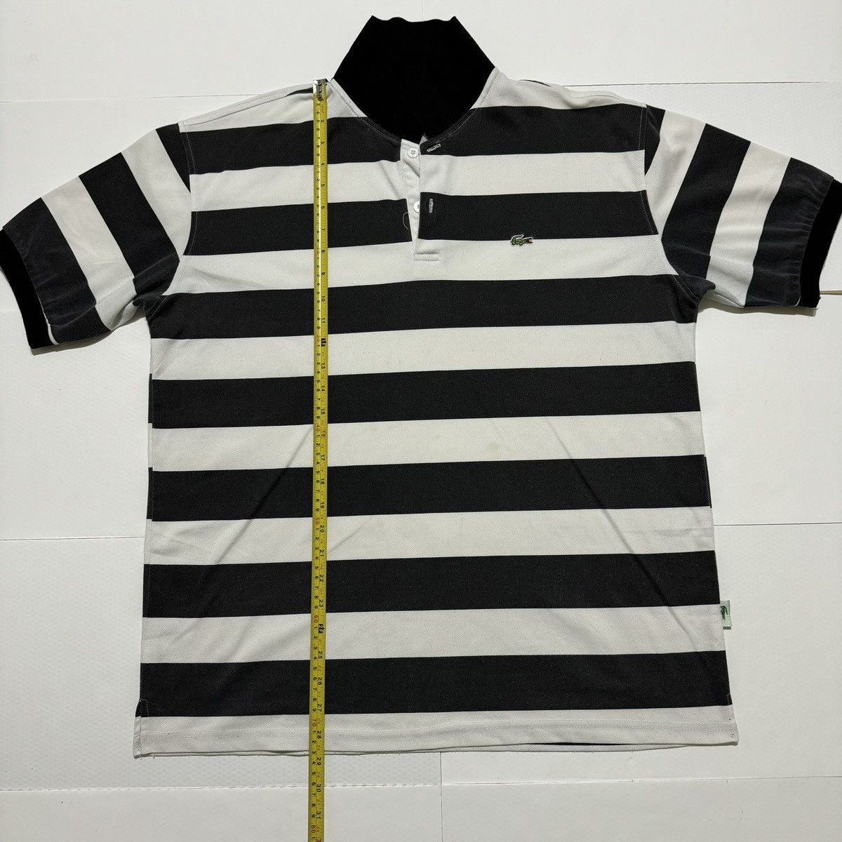 Lacoste × Vintage Lacoste Vintage Black White Striped Polo Rugby Golf Shirt Size US XL / EU 56 / 4 - 2 Thumbnail