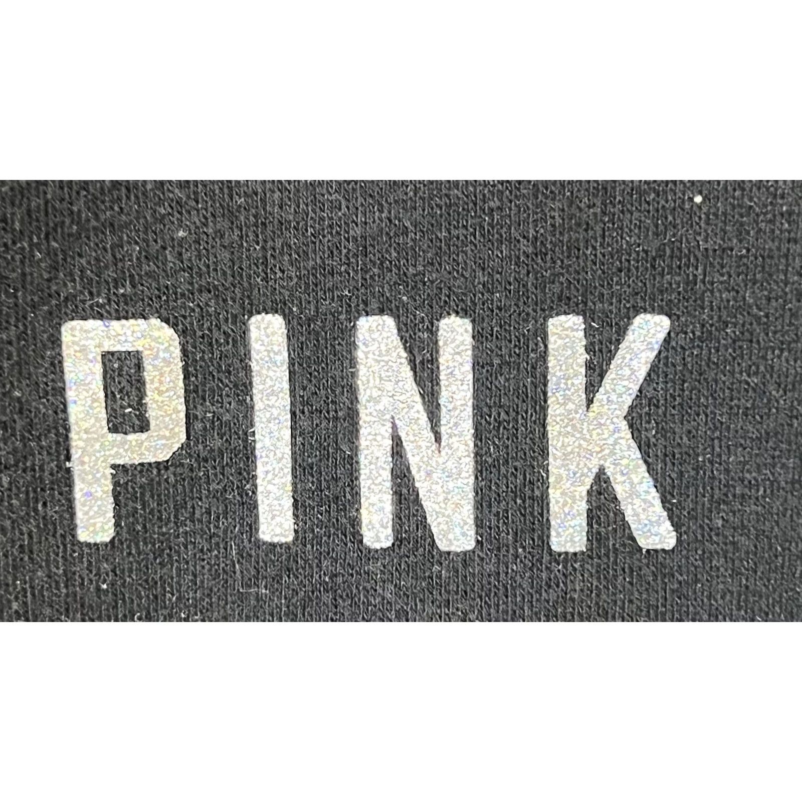 Victoria's Secret Victoria’s Secret PINK Hoodie Pullover Black Large Women Logo Hooded Pockets Full Zip Relaxed Knit Cotton Polyester Built-in Kangaroo Pocket Size L / US 10 / IT 46 - 2 Thumbnail