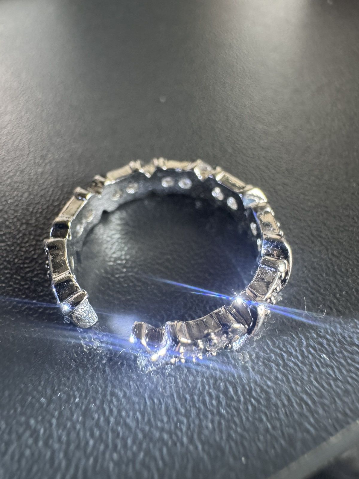 Other Silver Iced Out "X" Cross Eternity Band Ring - Adjustable Size ONE SIZE - 5 Thumbnail