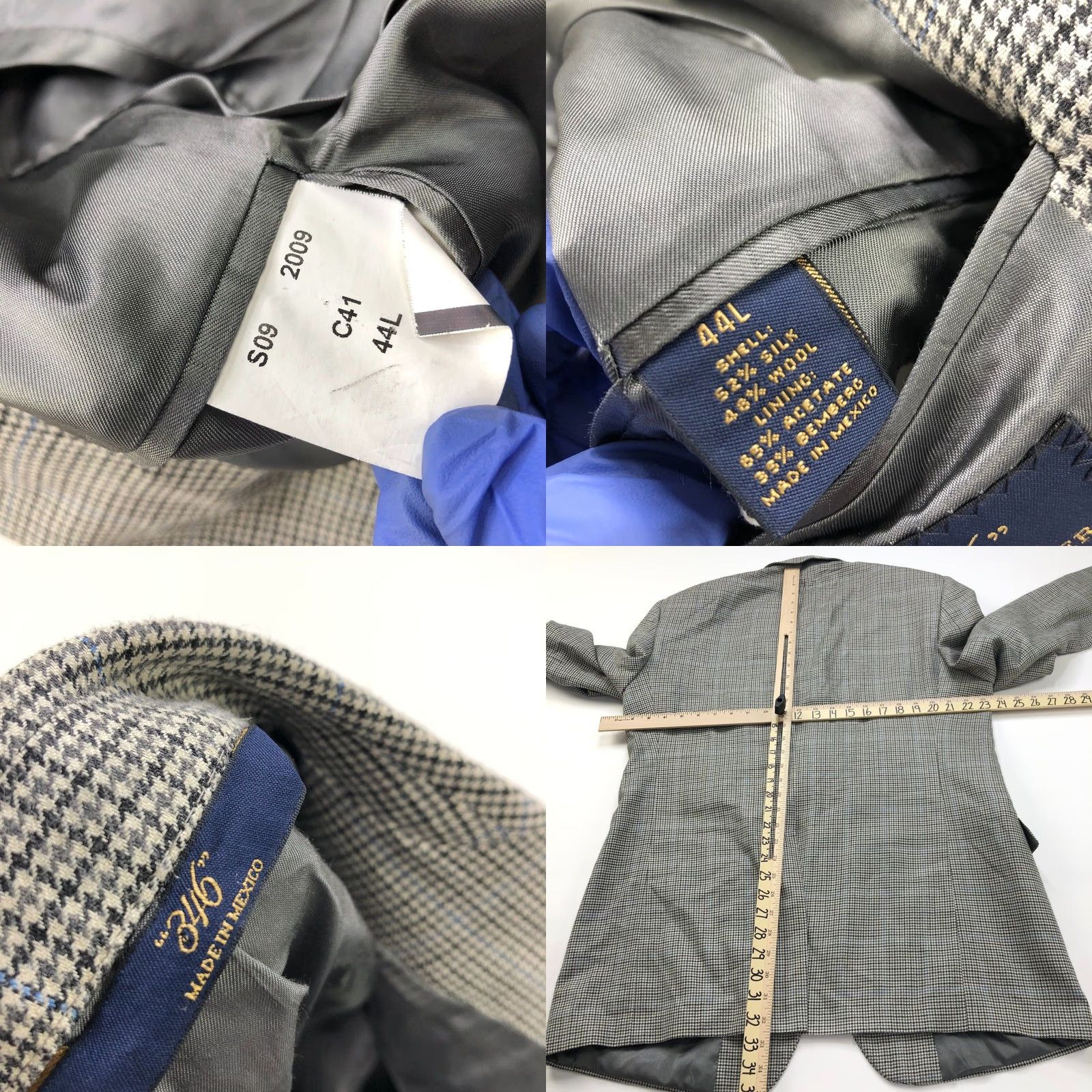Brooks Brothers Brooks Brothers 346 Silk Wool 44L Houndstooth Gray Sport Coat Jacket Size US S / EU 44-46 / 1 - 9 Thumbnail