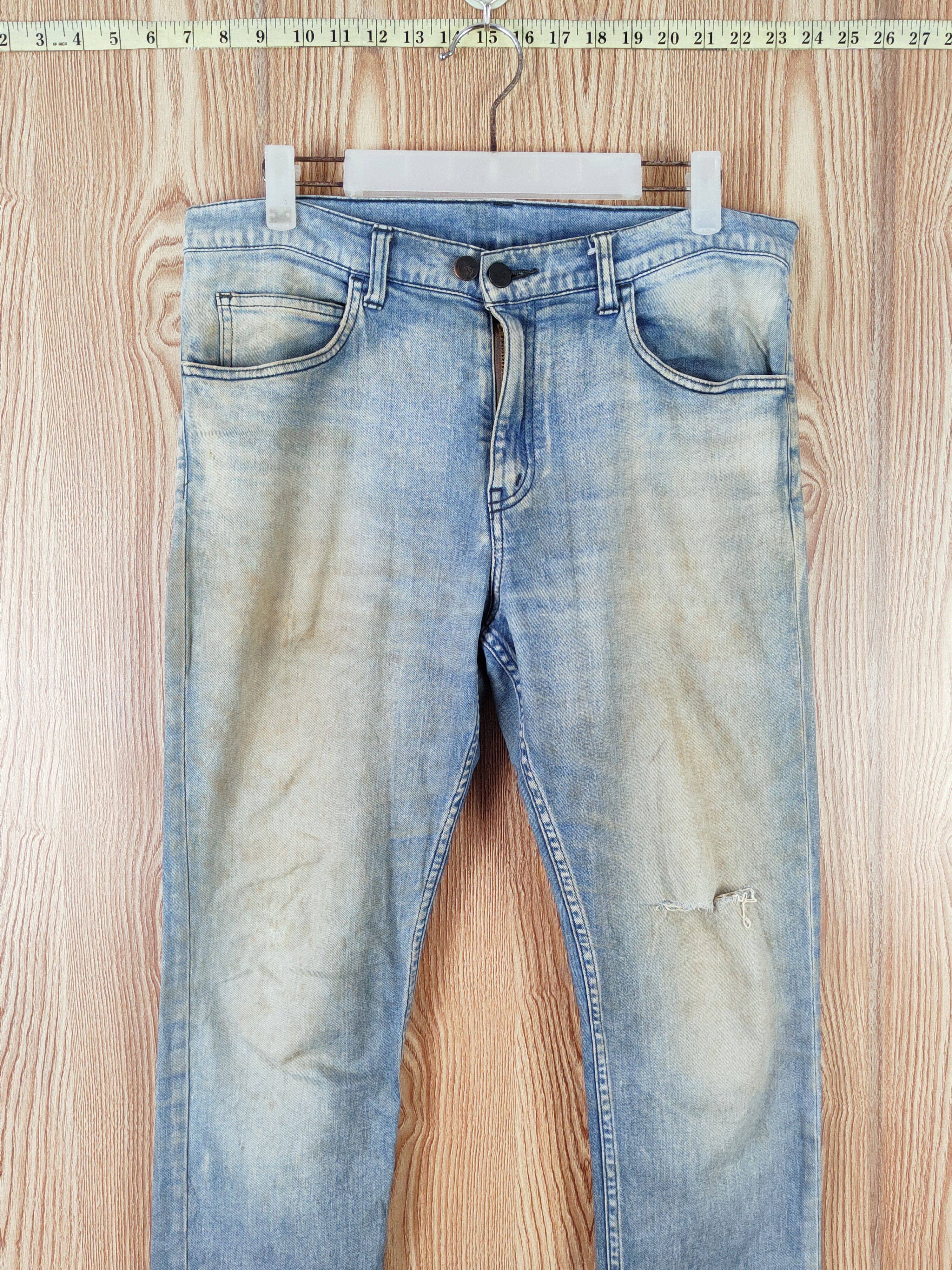Vintage Mister Hollywood Blue Distressed Ripped Skinny Jeans #W659 Size US 34 / EU 50 - 2 Thumbnail