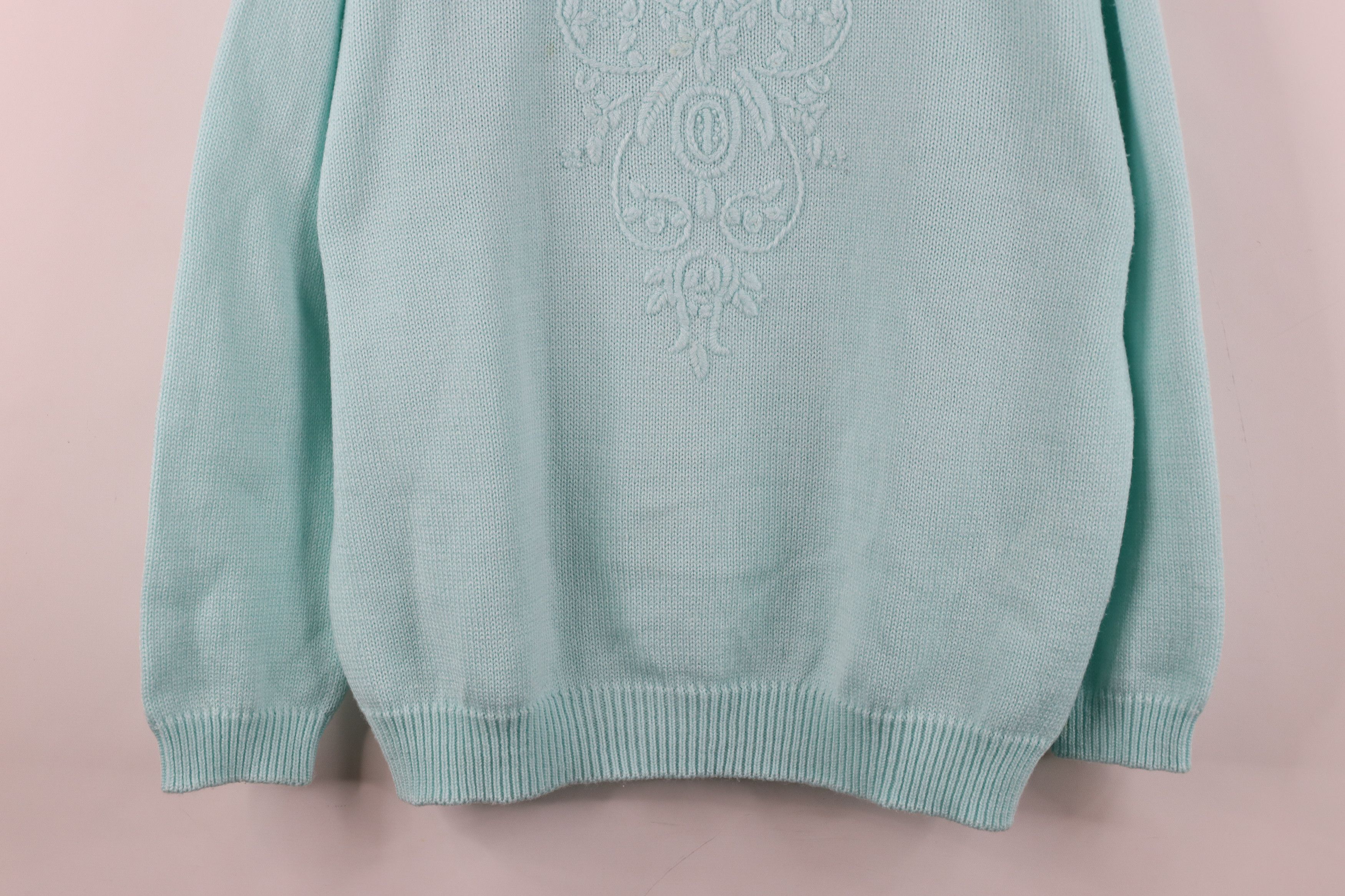 Vintage Vintage 90s Streetwear Embroidered Flower Knit Sweater Size XXL / US 16-18 / IT 52-54 - 3 Thumbnail