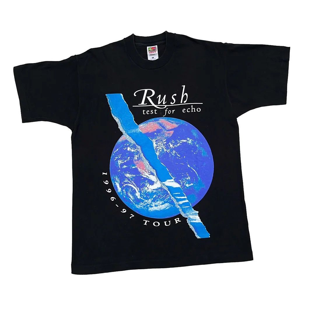 image of Band Tees x Tour Tee Rush 1996 1997 90's Vintage Test For Echo Band Tour T-Shirt in Black (Size Lar