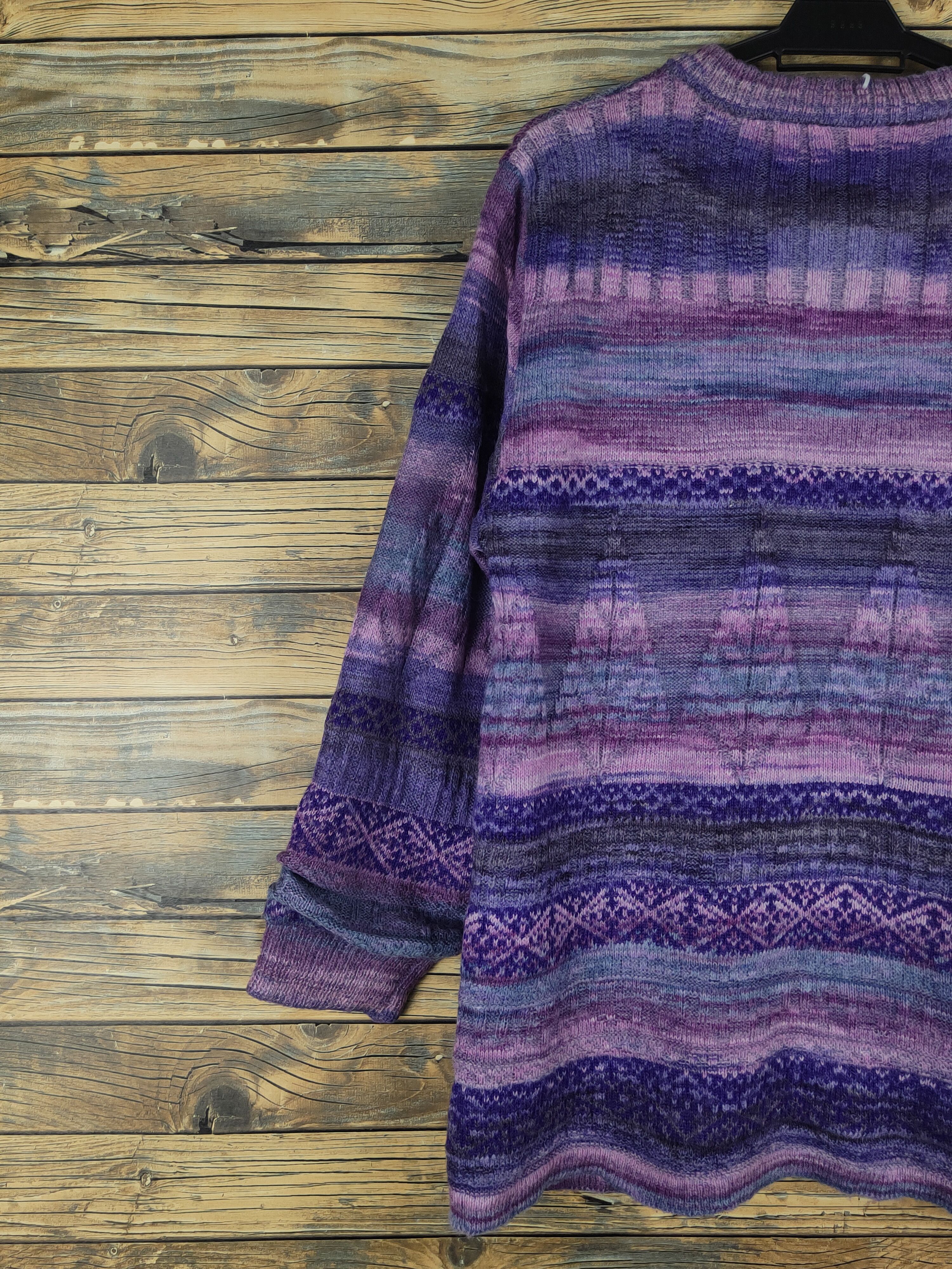 Japanese Brand × Vintage Japanese Brand Purple Knitwear Sweaters #W1361 Size L / US 10 / IT 46 - 9 Thumbnail