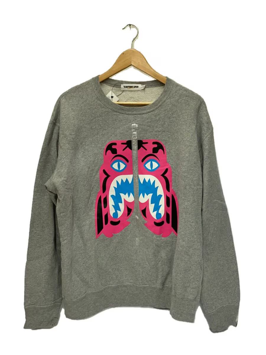 Bape A Bathing Ape Tiger Print Cotton Sweatshirt Gray Size US L / EU 52-54 / 3 - 1 Thumbnail