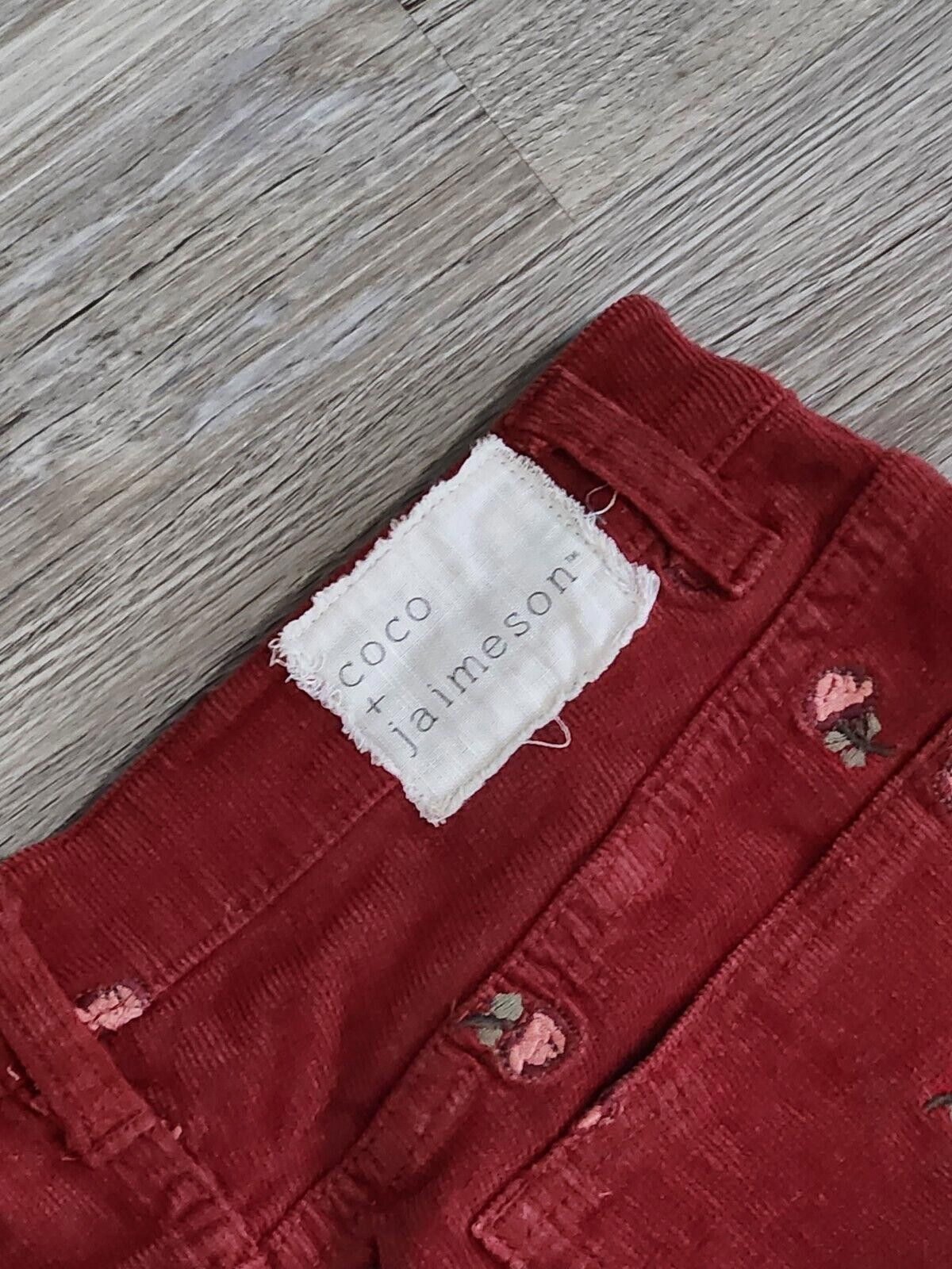 Designer Coco And Jameson Akirt Size 26 Red Corduroy Maroon Floral Size 42" / US 20 - 7 Thumbnail
