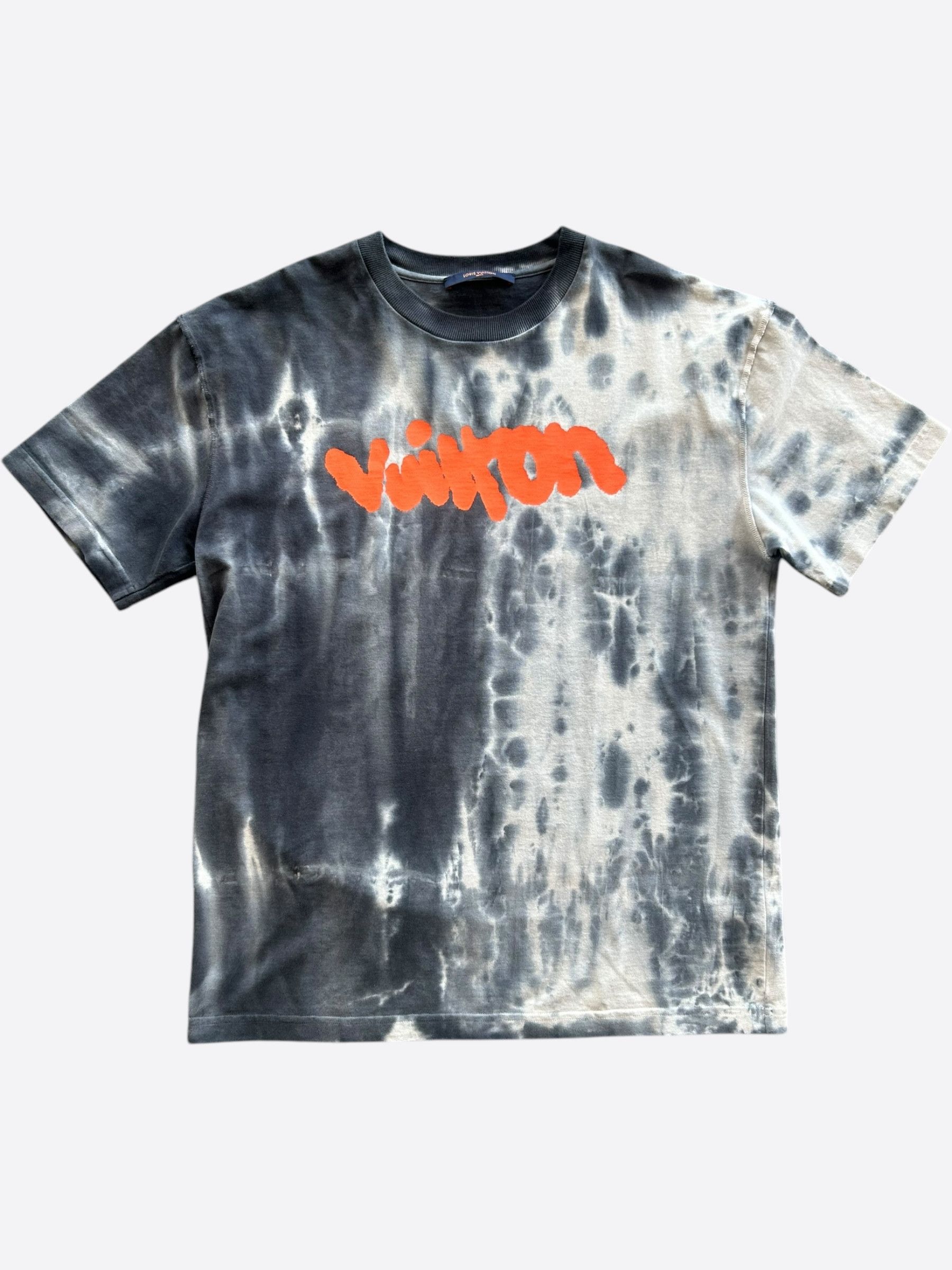 Louis Vuitton Grey & Orange Tie-Dye Graffiti T-Shirt