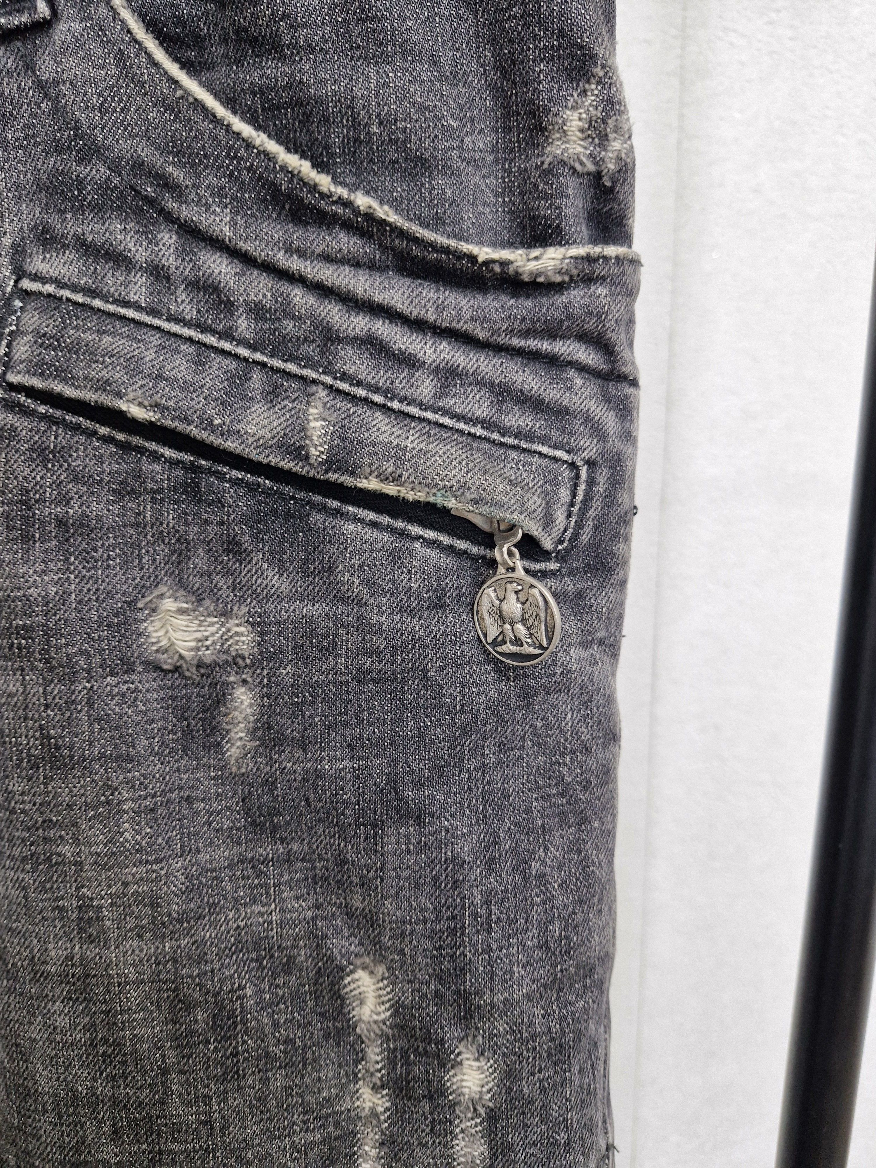 Balmain BALMAIN SS11 Waxed Distressed Eagle Coin Biker Jeans Size US 32 / EU 48 - 4 Thumbnail