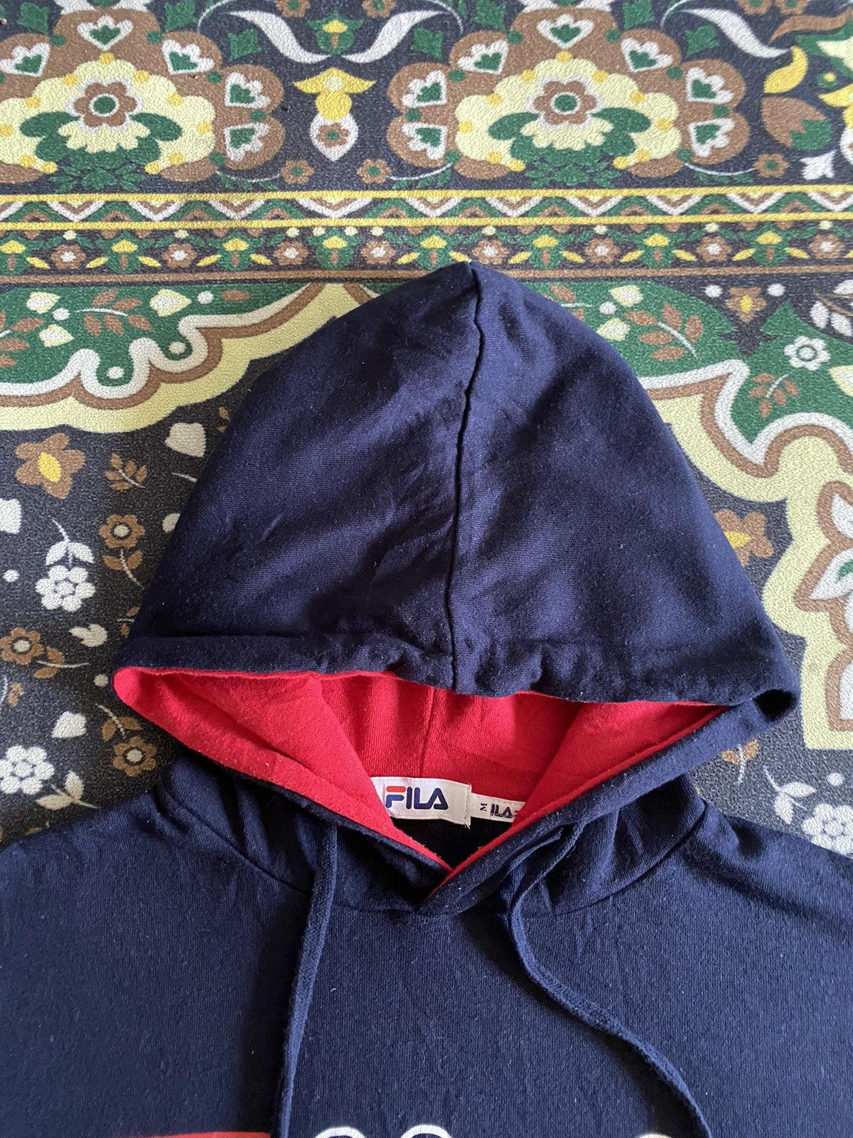 Fila Fila Big Logo Spellout Striped Two Tone Color Hoodie Size US L / EU 52-54 / 3 - 5 Thumbnail