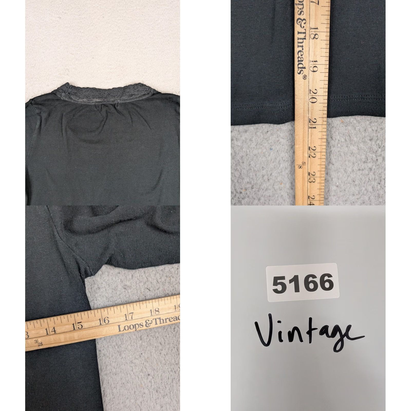Ralph Lauren VINTAGE Lauren Ralph Lauren Shirt Womens Petite Medium Black Lace Henley LS Size M / US 6-8 / IT 42-44 - 8 Thumbnail