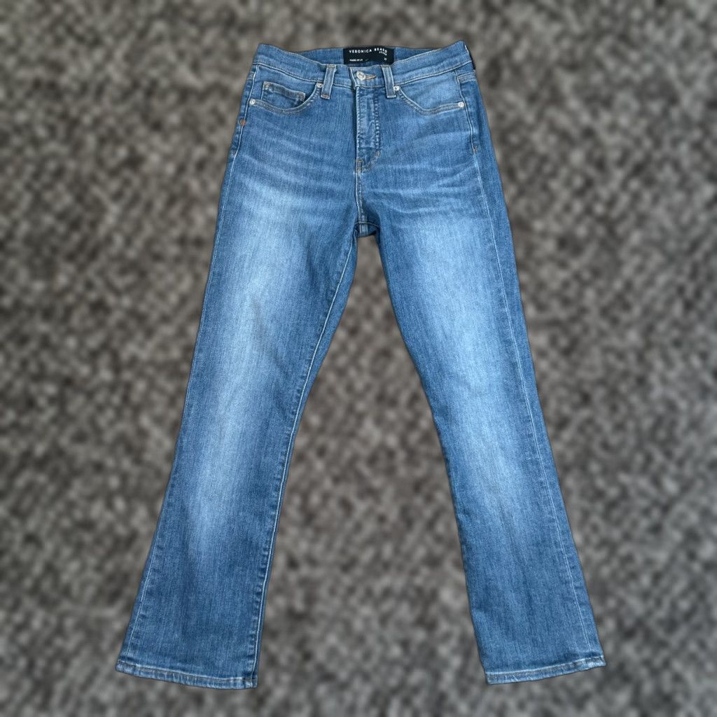 Veronica Beard VERONICA BEARD Carly Kick Flare High Rise Jeans Bright Blue Size 27 Made In USA USA Preppy Classic Designer Jeans Size 27" / US 4 / IT 40 - 1 Thumbnail